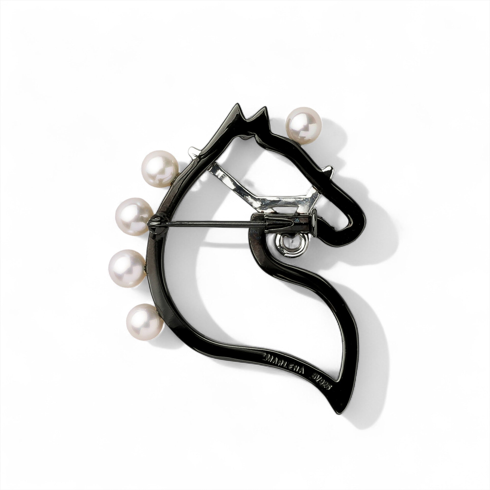 Cheval Brooch S Akoya Black Pearl 4.5-5.0mm SV925 BRhP
