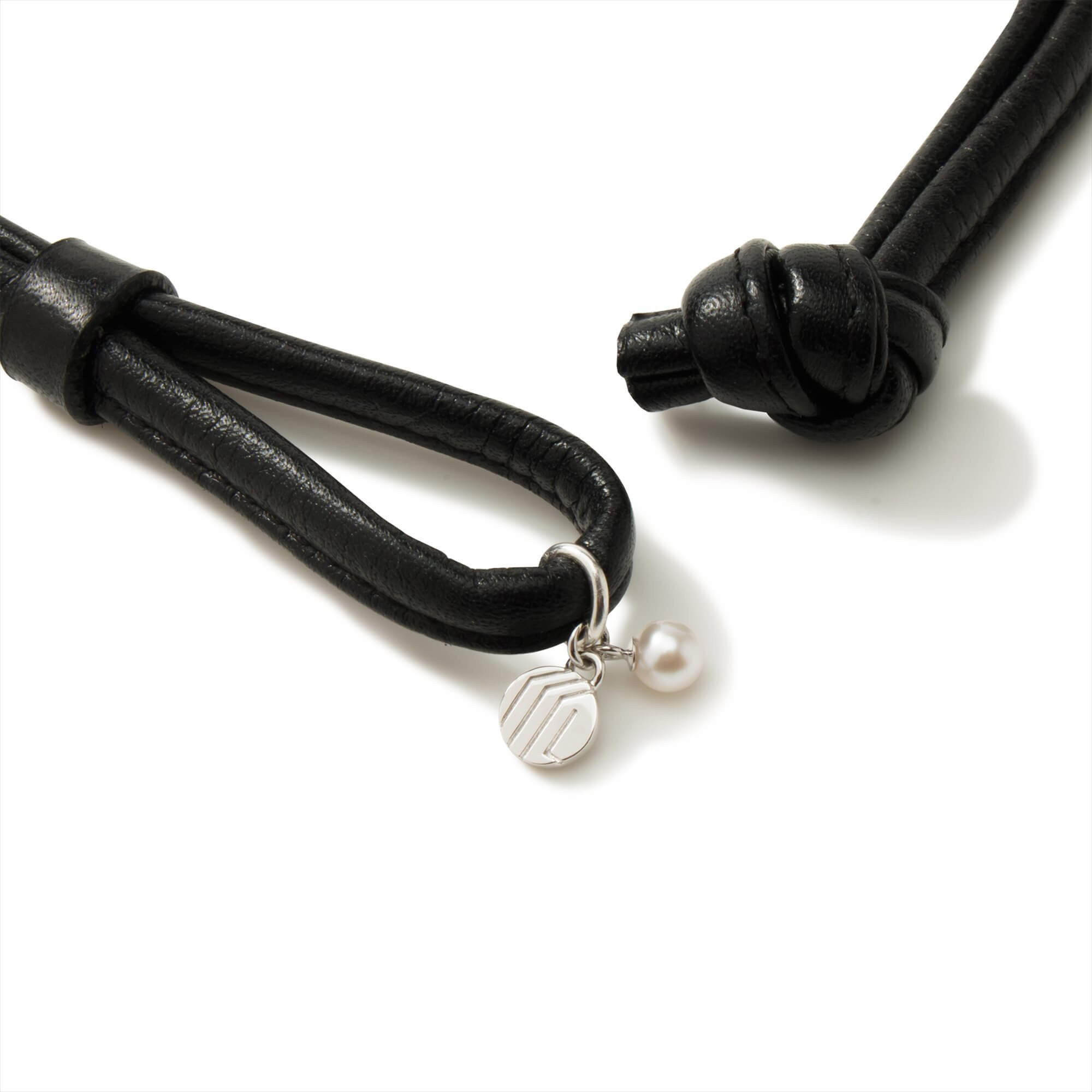Maya Leather Choker Necklace Tahitian Black Pearl 12mmUP SV925