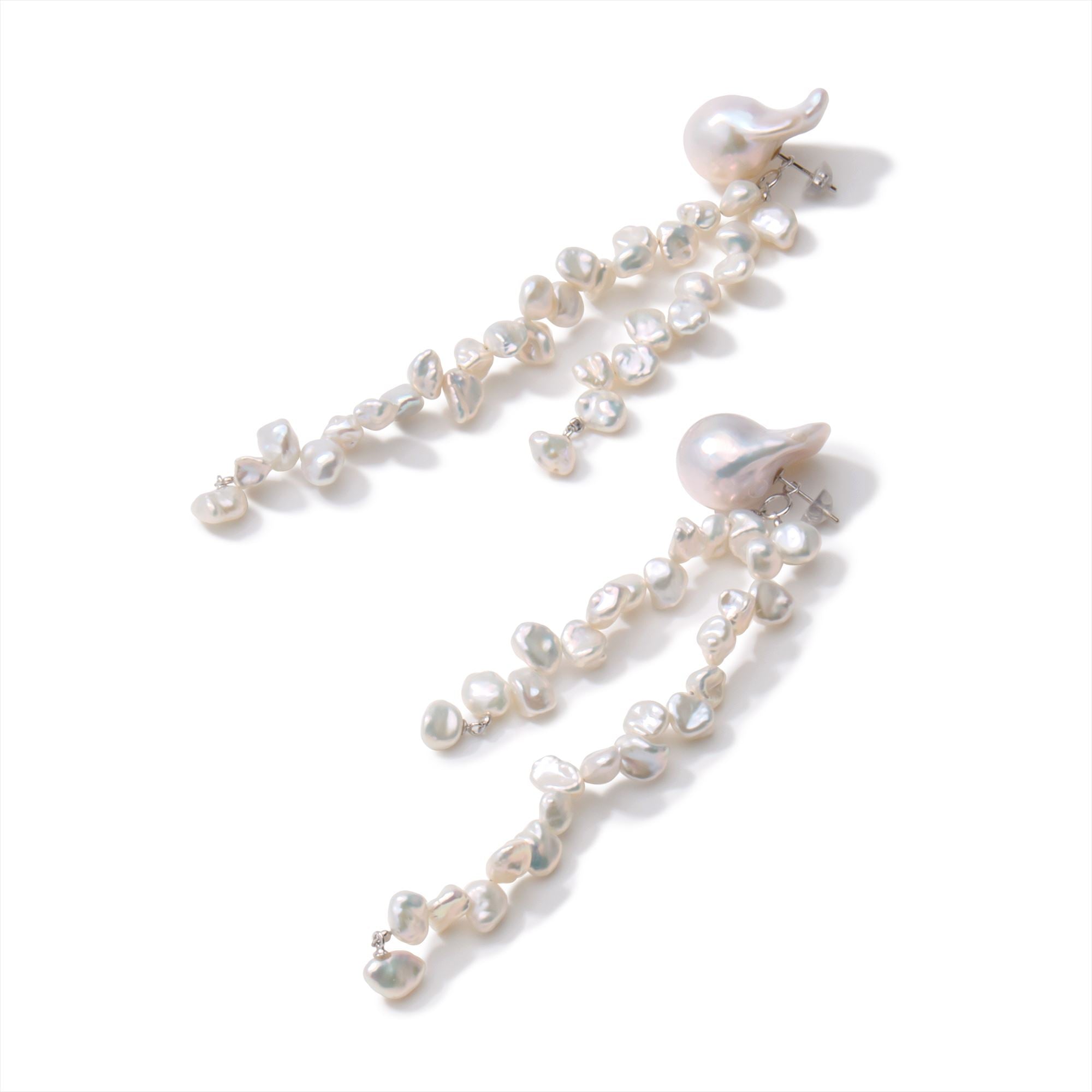 Cleo Charm 耳环 / 夹式淡水珍珠 12mmUP / 6.0–7.0mm K14WG / SV