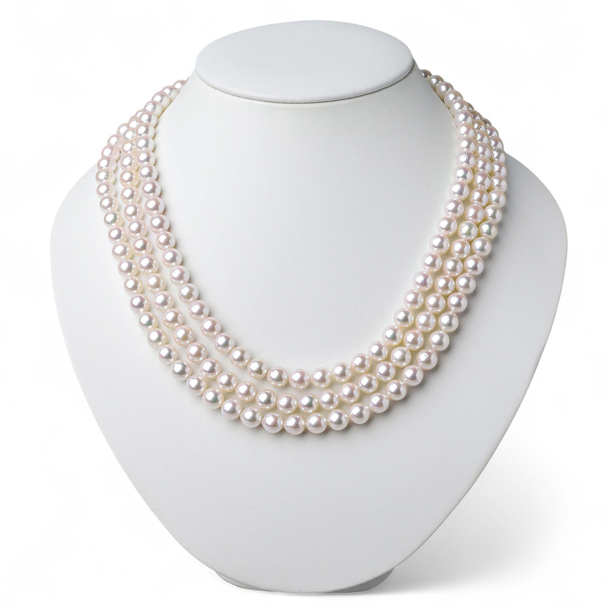 Akoya Pearl Triple Strand Necklace