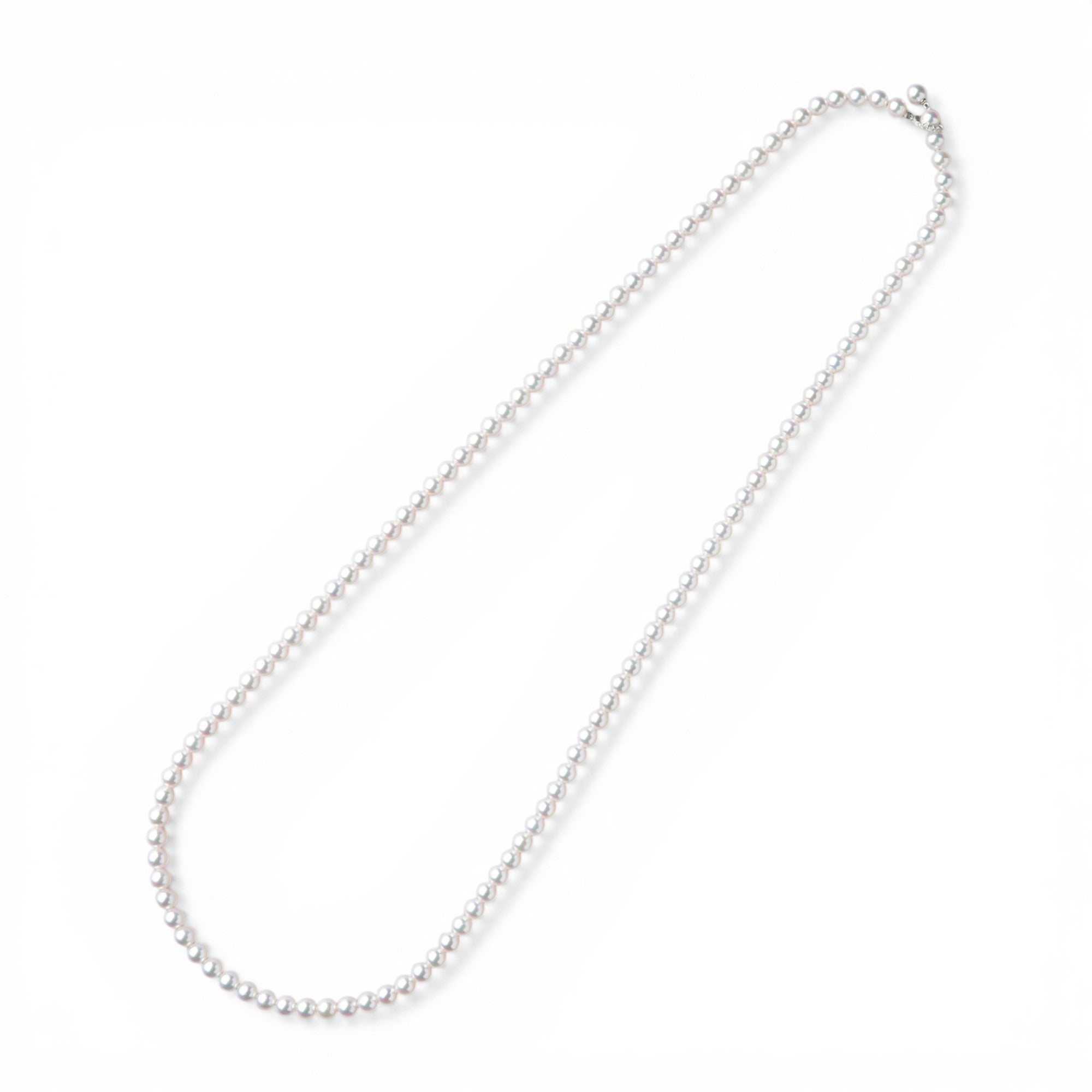 Akoya Pearl Long Necklace 6.5-7.0mm 80cm Diamond Clicker Clasp