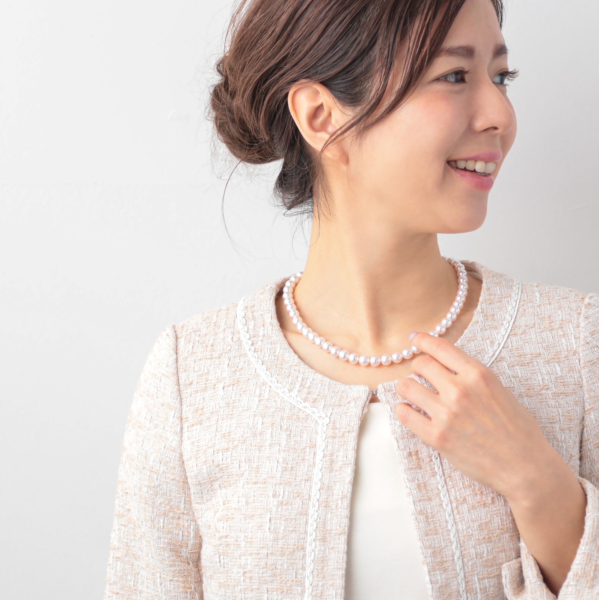 Akoya Pearl Necklace 8.0-8.5mm -Aurora Rose-
