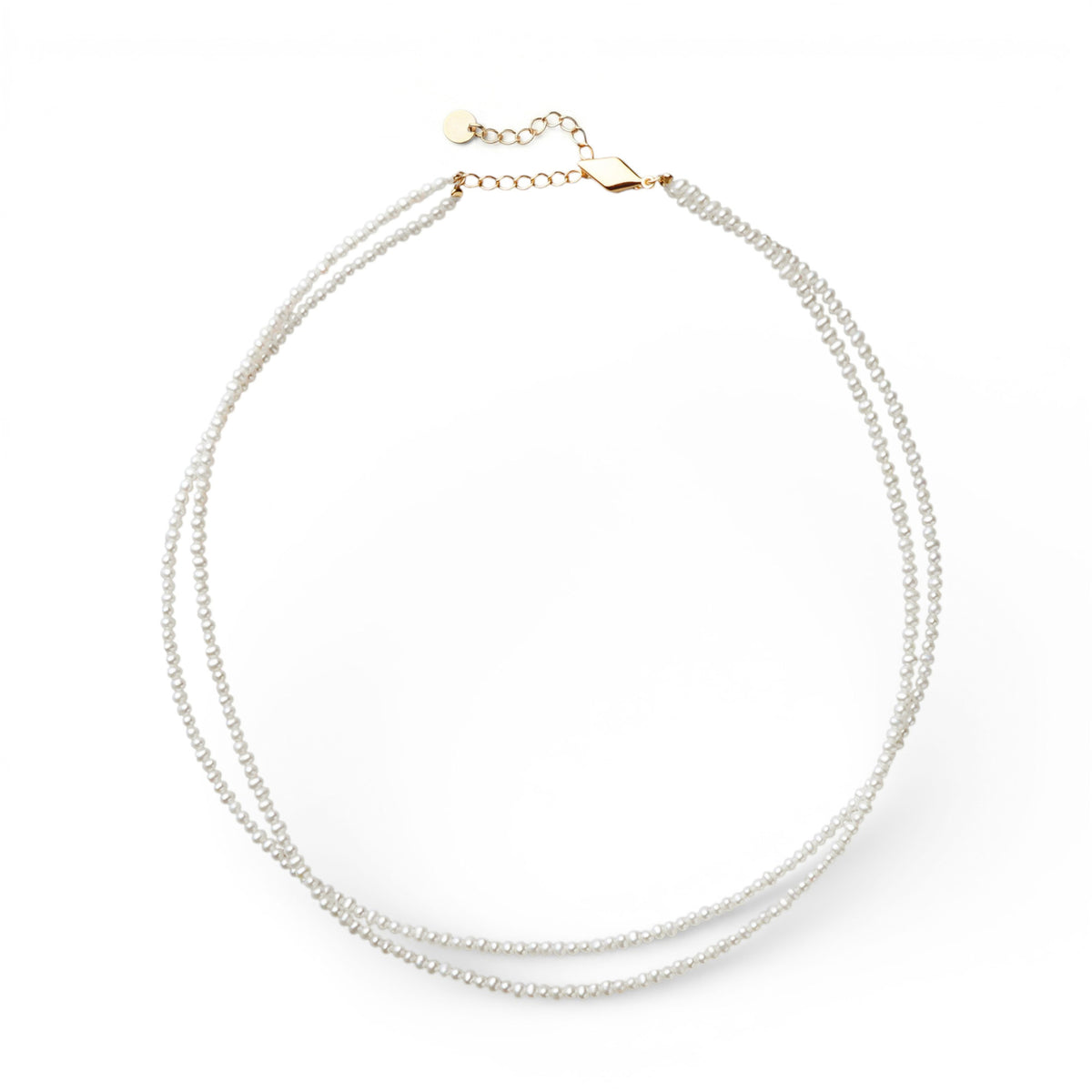 Freshwater Pearl Double Strand Necklace 2.0-2.5mm SV925 GP Multi-Strand