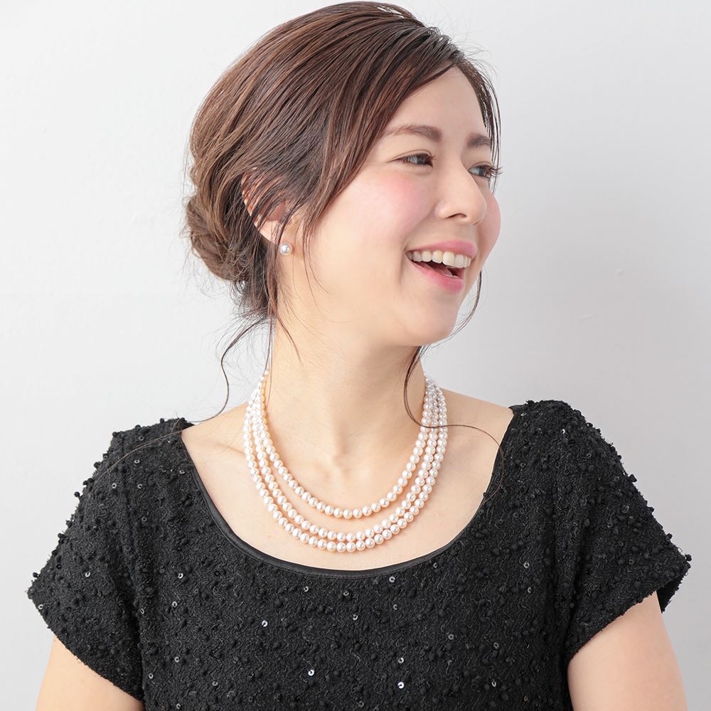Freshwater Pearl Triple Strand Necklace 6.5-7.0mm