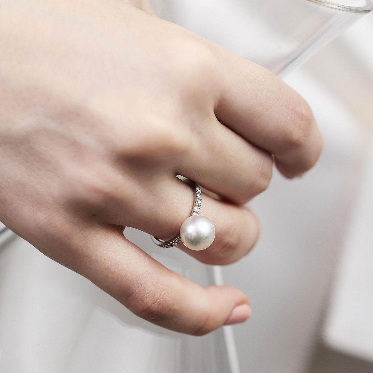 極光花珠阿古屋珍珠 戒指 9.0–9.5 mm PT900 -Premium-