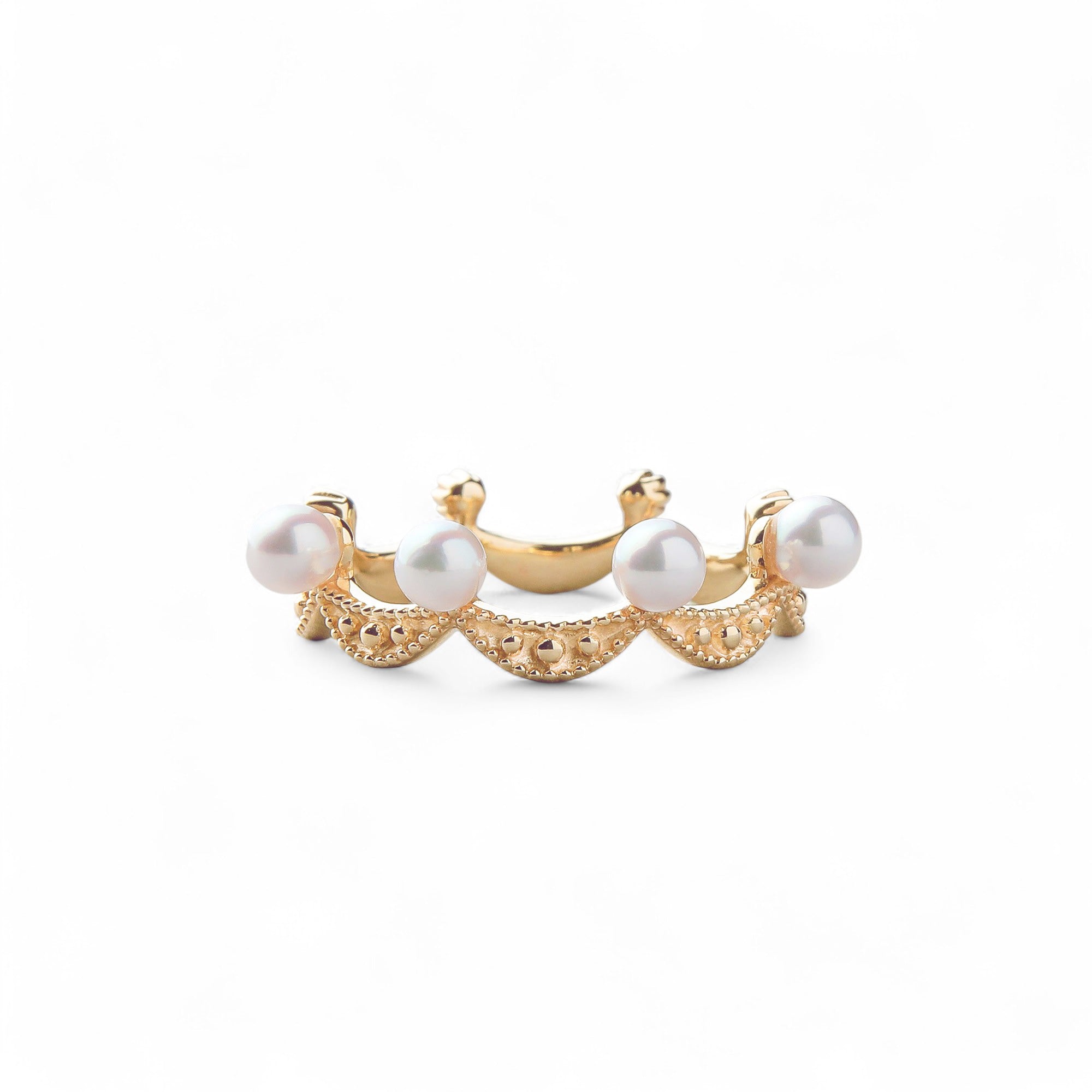 Fleur Eclat Akoya Pearl Tiara Ring 3.0–3.5mm K10YG