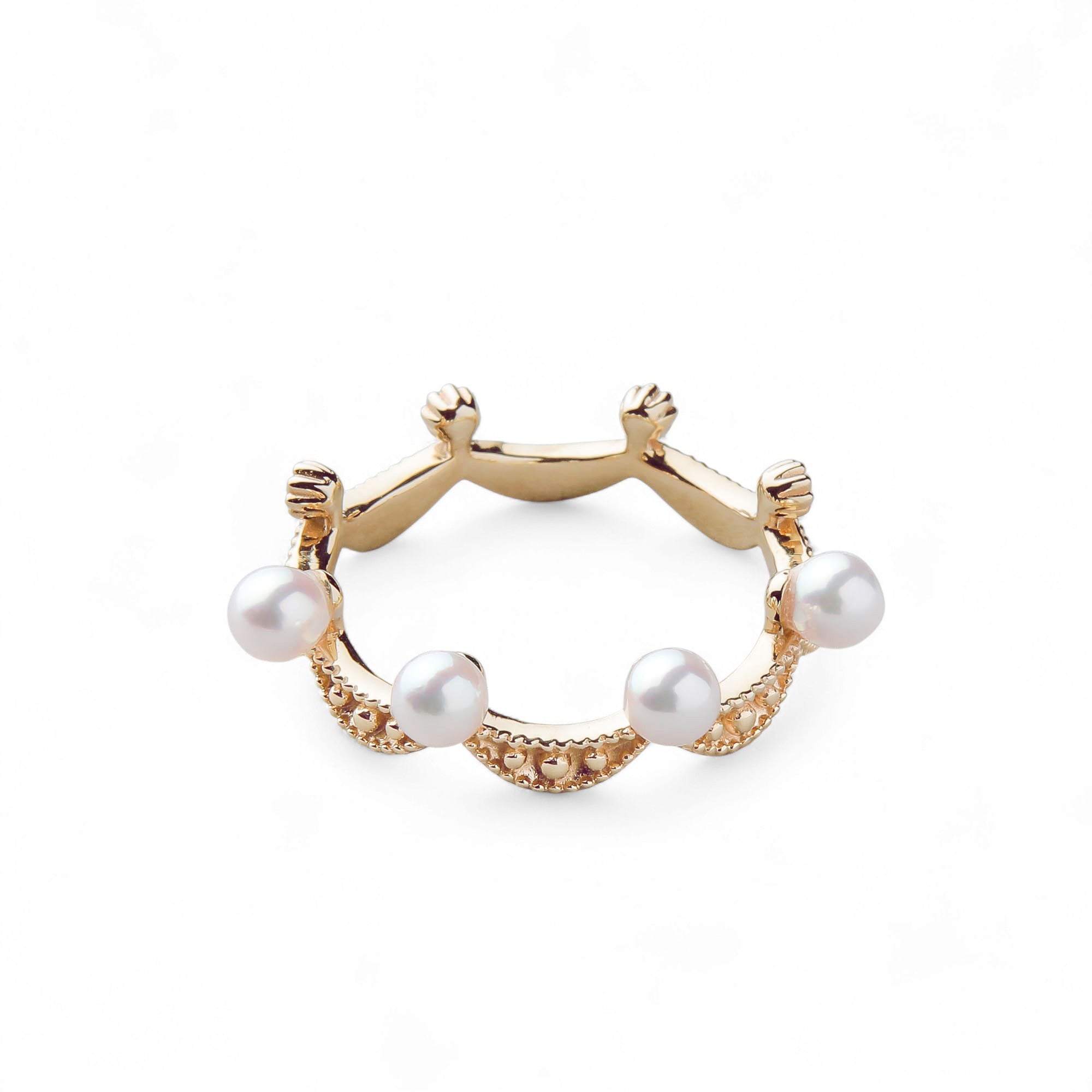 Fleur Eclat Akoya Pearl Tiara Ring 3.0–3.5mm K10YG