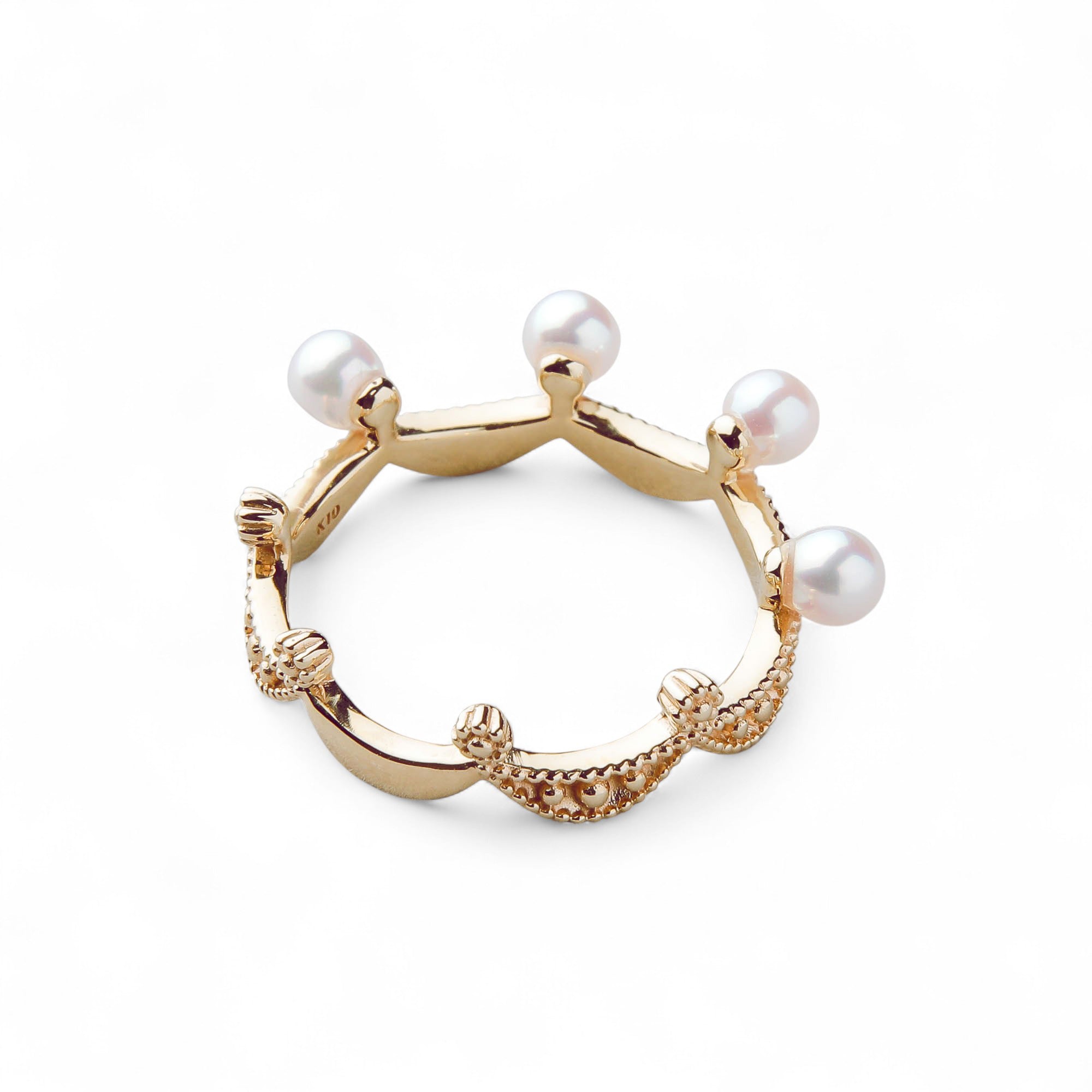 Fleur Eclat Akoya Pearl Tiara Ring 3.0–3.5mm K10YG