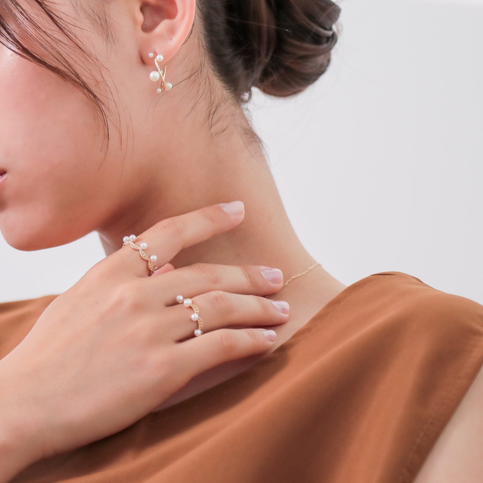 Fleur Eclat Akoya Pearl Tiara Ring 3.0–3.5mm K10YG