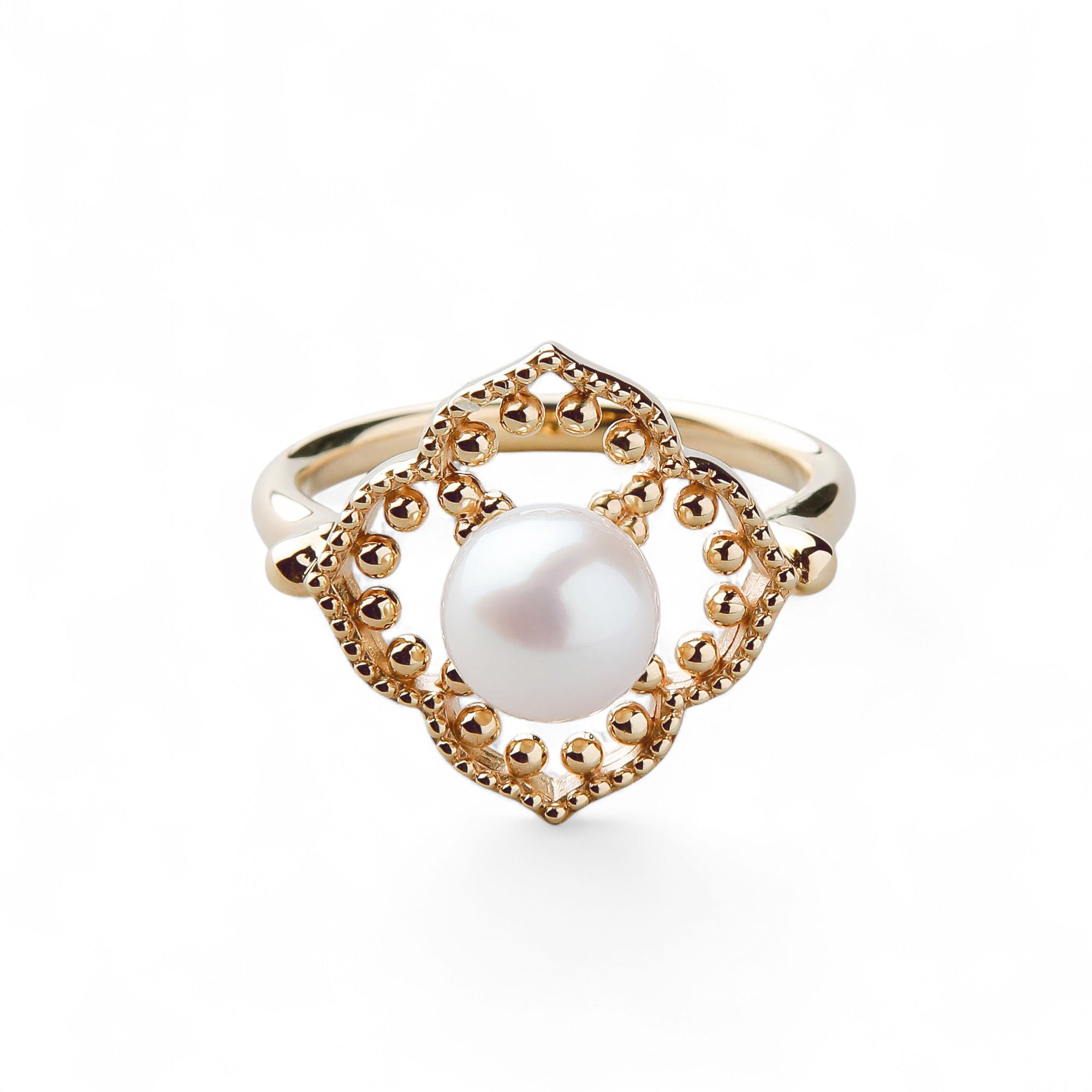 Fleur Eclat Akoya Pearl Flower Ring 6.5–7.0mm K10YG