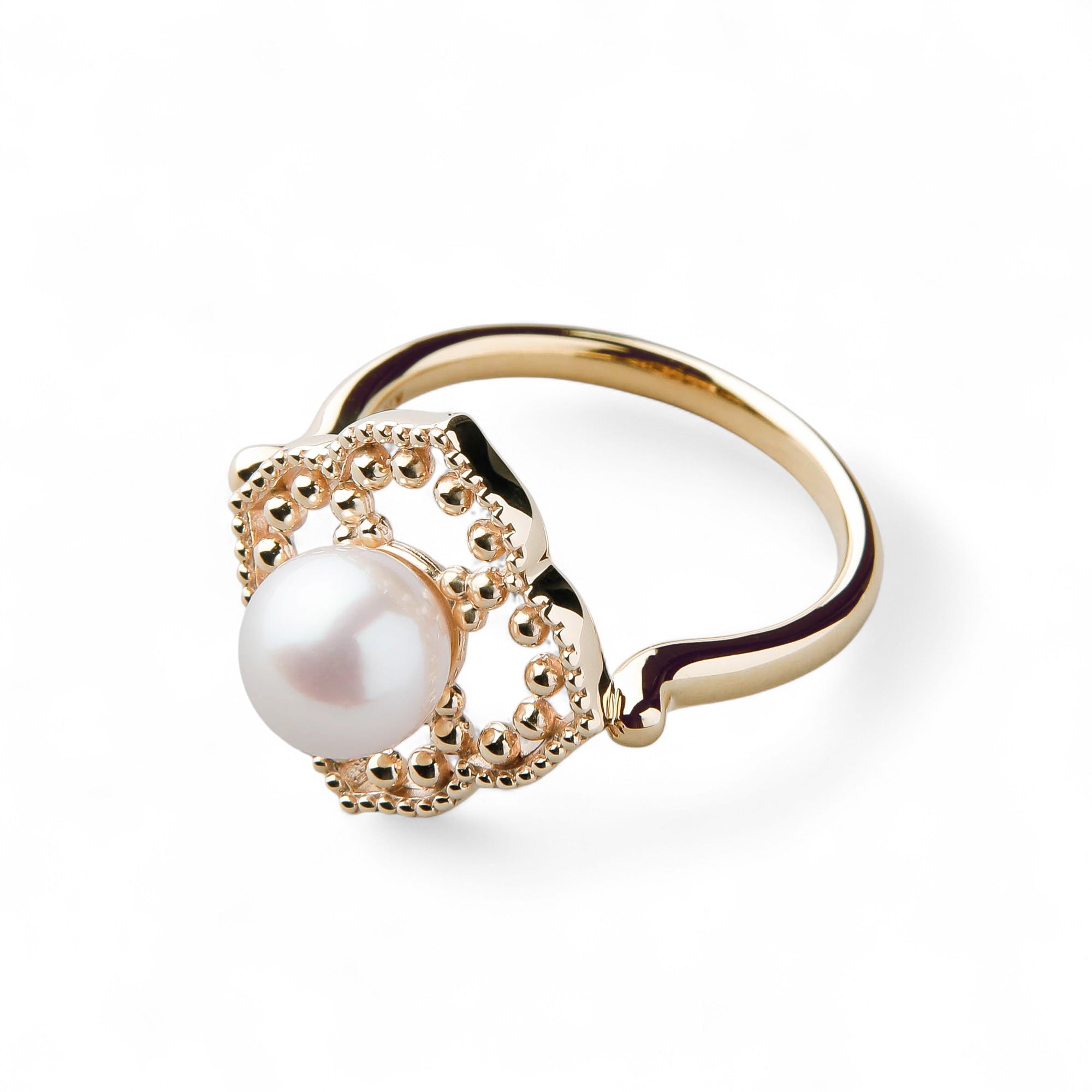 Fleur Eclat Akoya Pearl Flower Ring 6.5–7.0mm K10YG