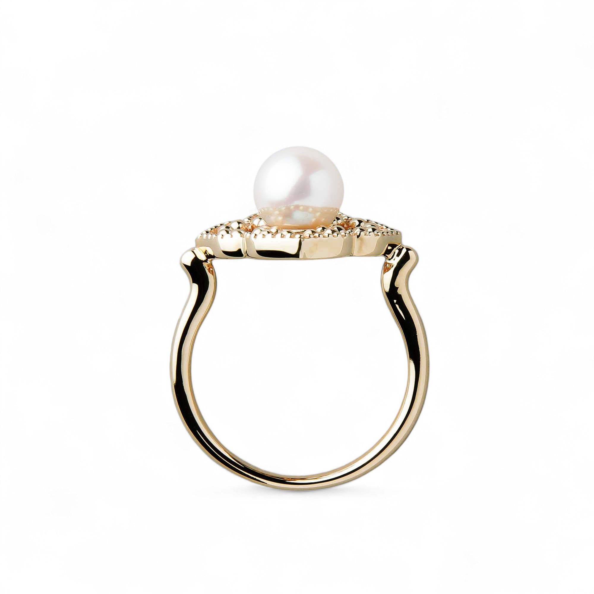 Fleur Eclat Akoya Pearl Flower Ring 6.5–7.0mm K10YG