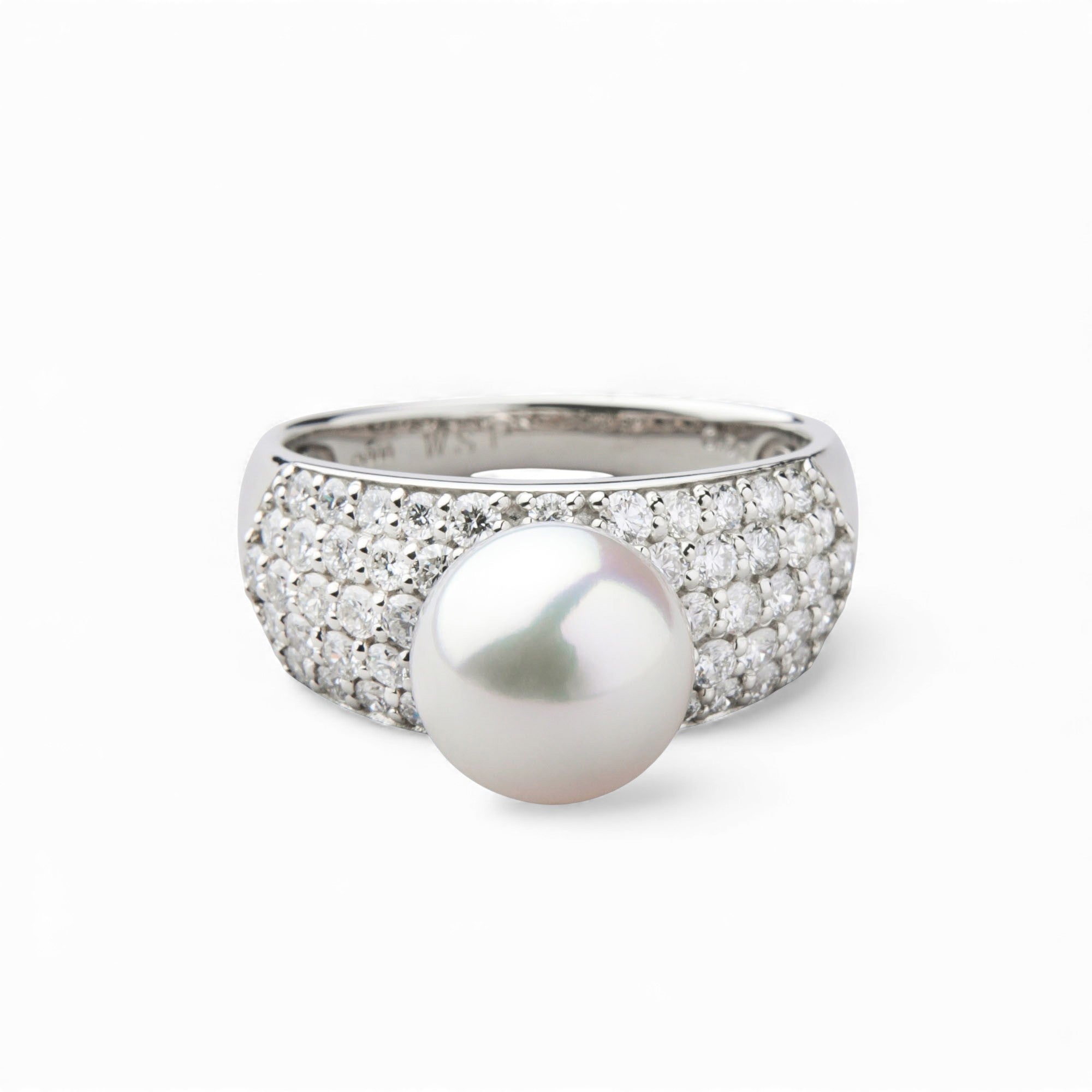 極光花玉珍珠鑽石密鑲戒指 8.5–9.0mm PT900 -頂級品質-