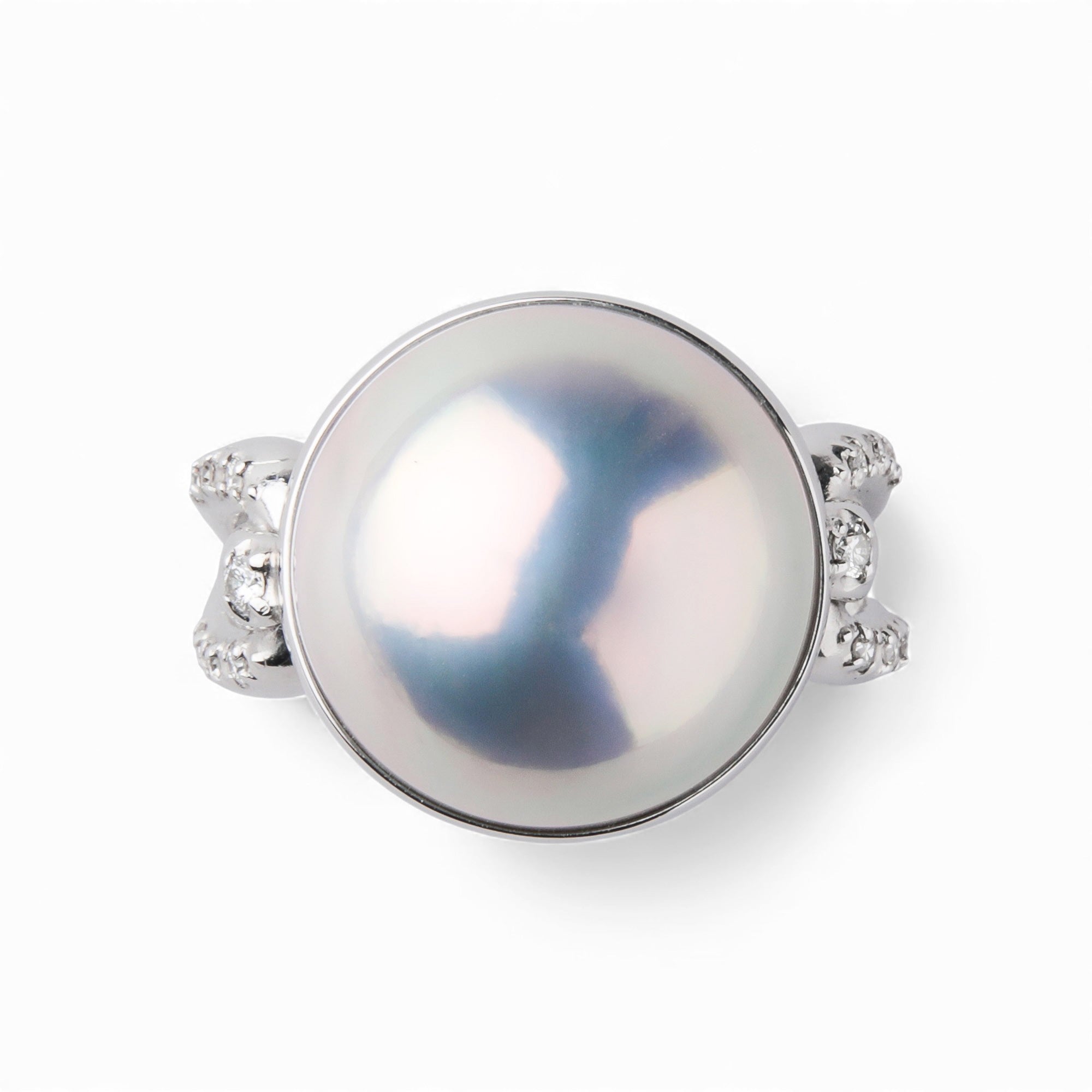 Mabe 珍珠戒指 14mmUP K18WG 極光紫