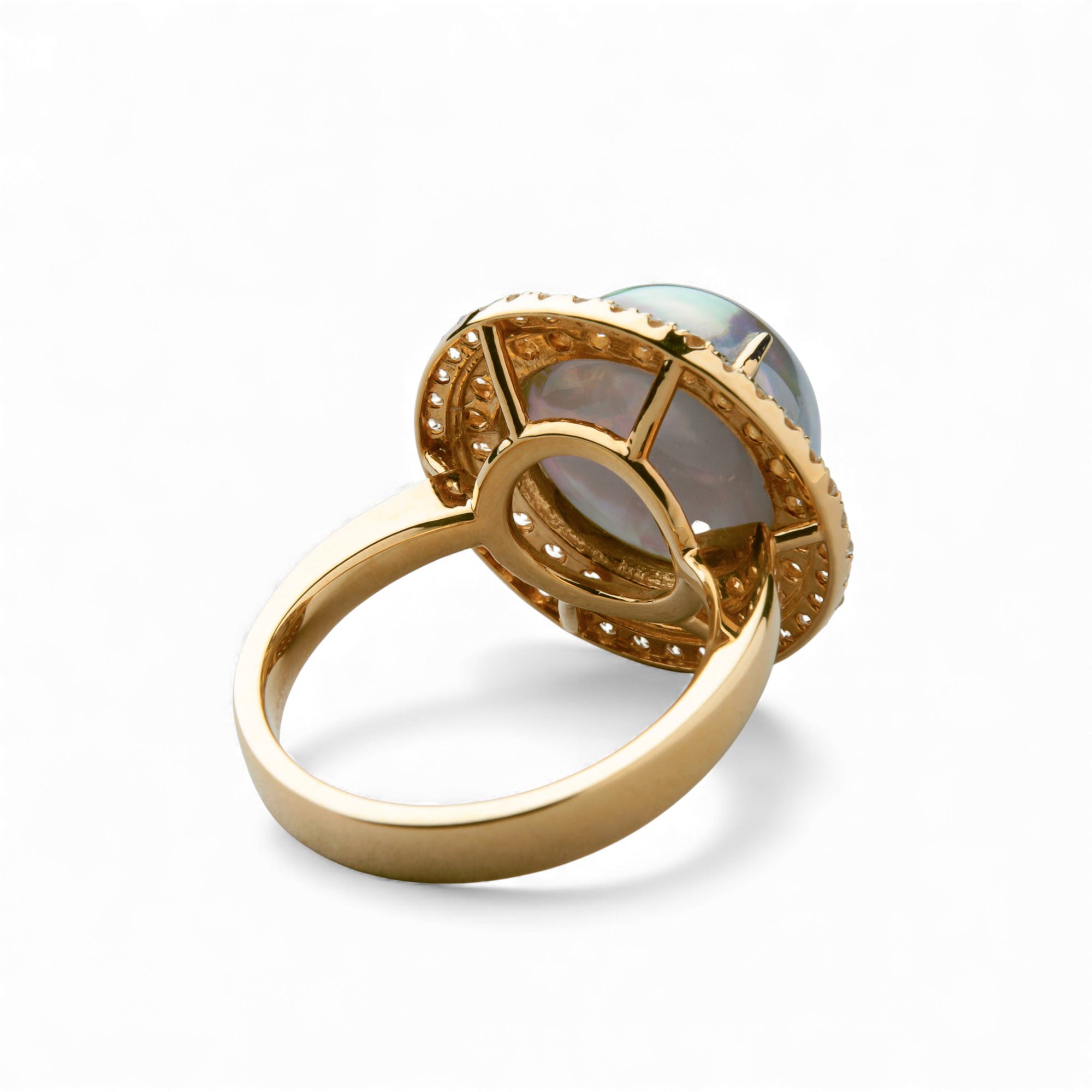 Mabe 珍珠戒指 12mmUP K18YG 極光綠