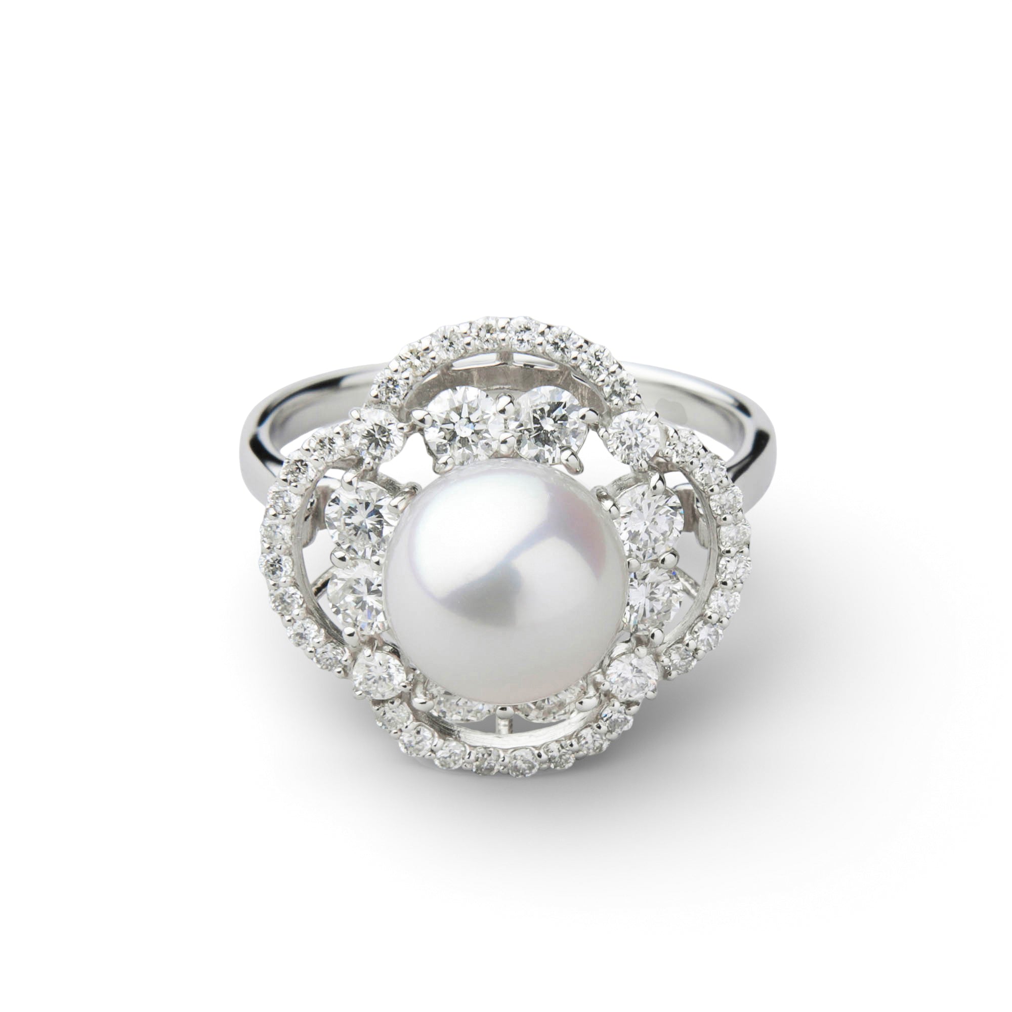 Aurora HANADAMA Akoya Pearl Diamond Ring 8.0–8.5mm PT900 -TOP Quality-