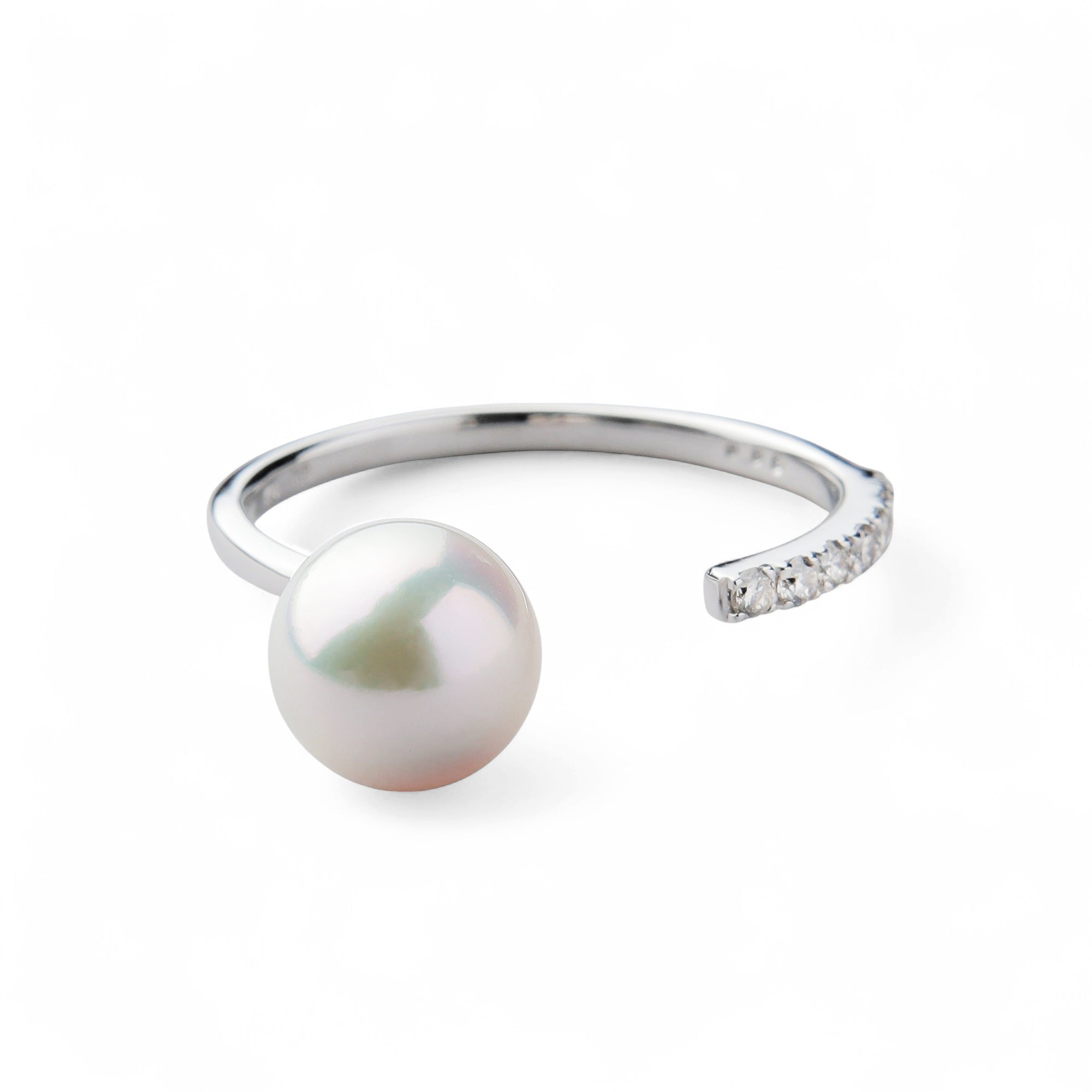 Akoya Pearl Fork Ring 7.5-8.0mm PT900/K18YG