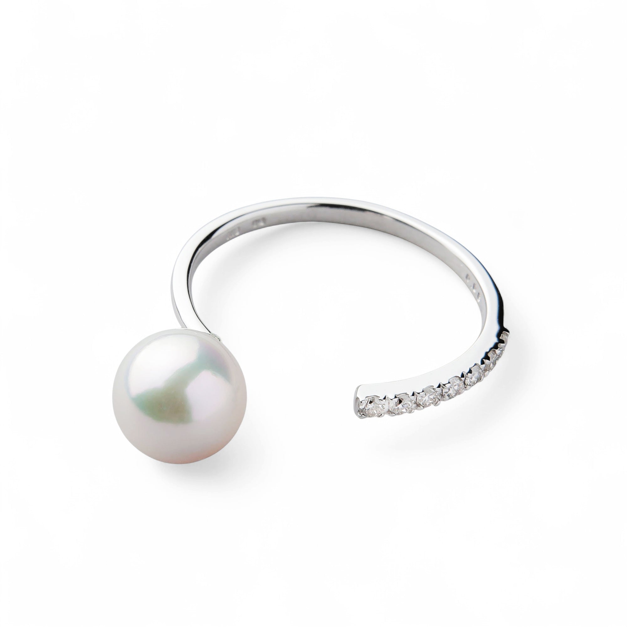Akoya Pearl Fork Ring 7.5-8.0mm PT900/K18YG