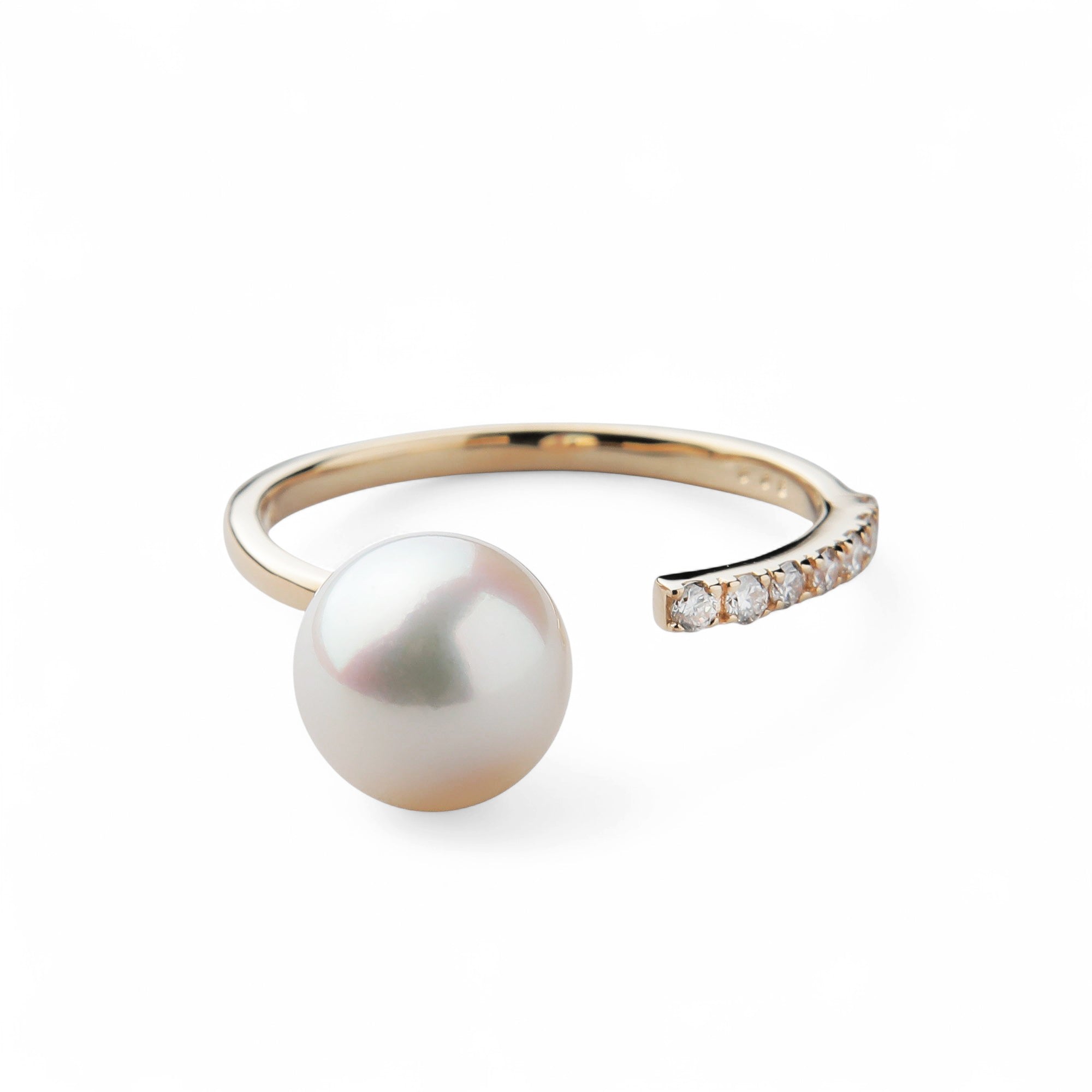 Akoya Pearl Fork Ring 7.5-8.0mm PT900/K18YG