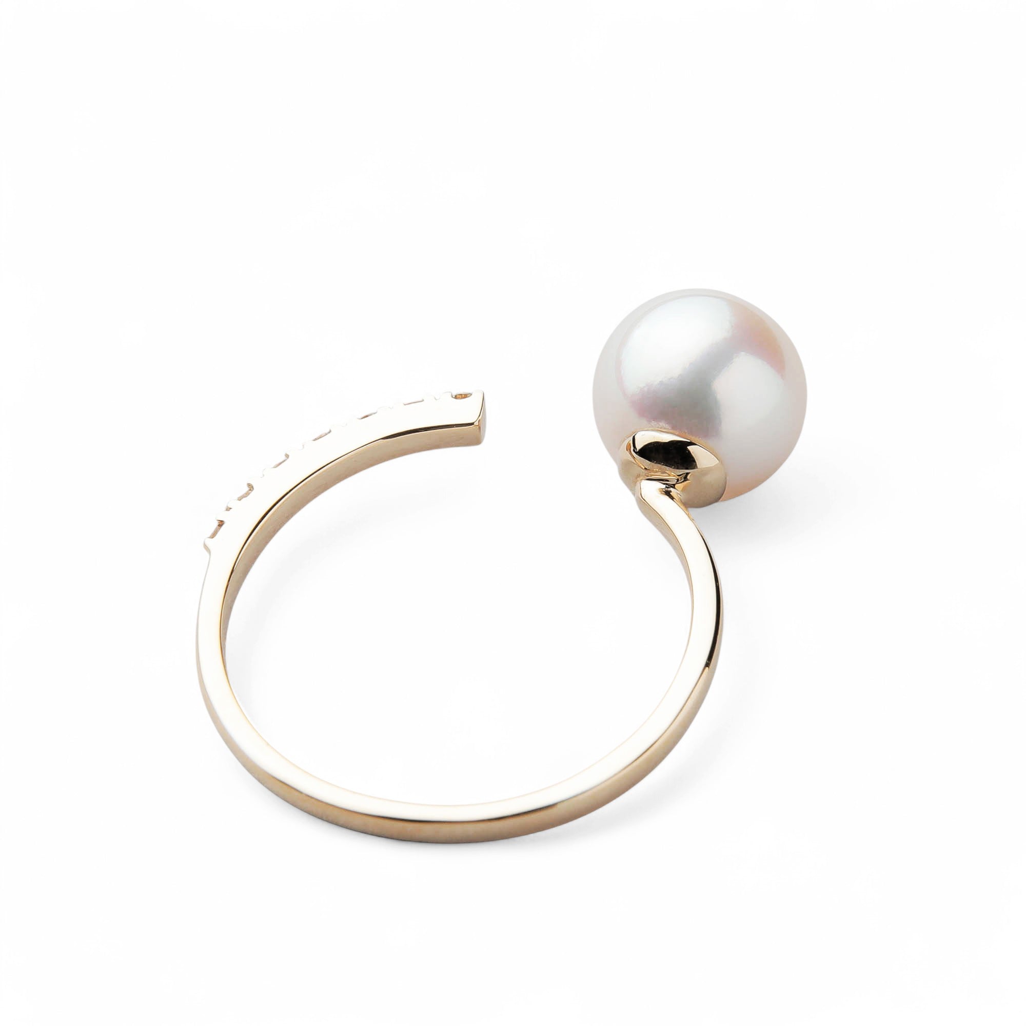 Akoya Pearl Fork Ring 7.5-8.0mm PT900/K18YG