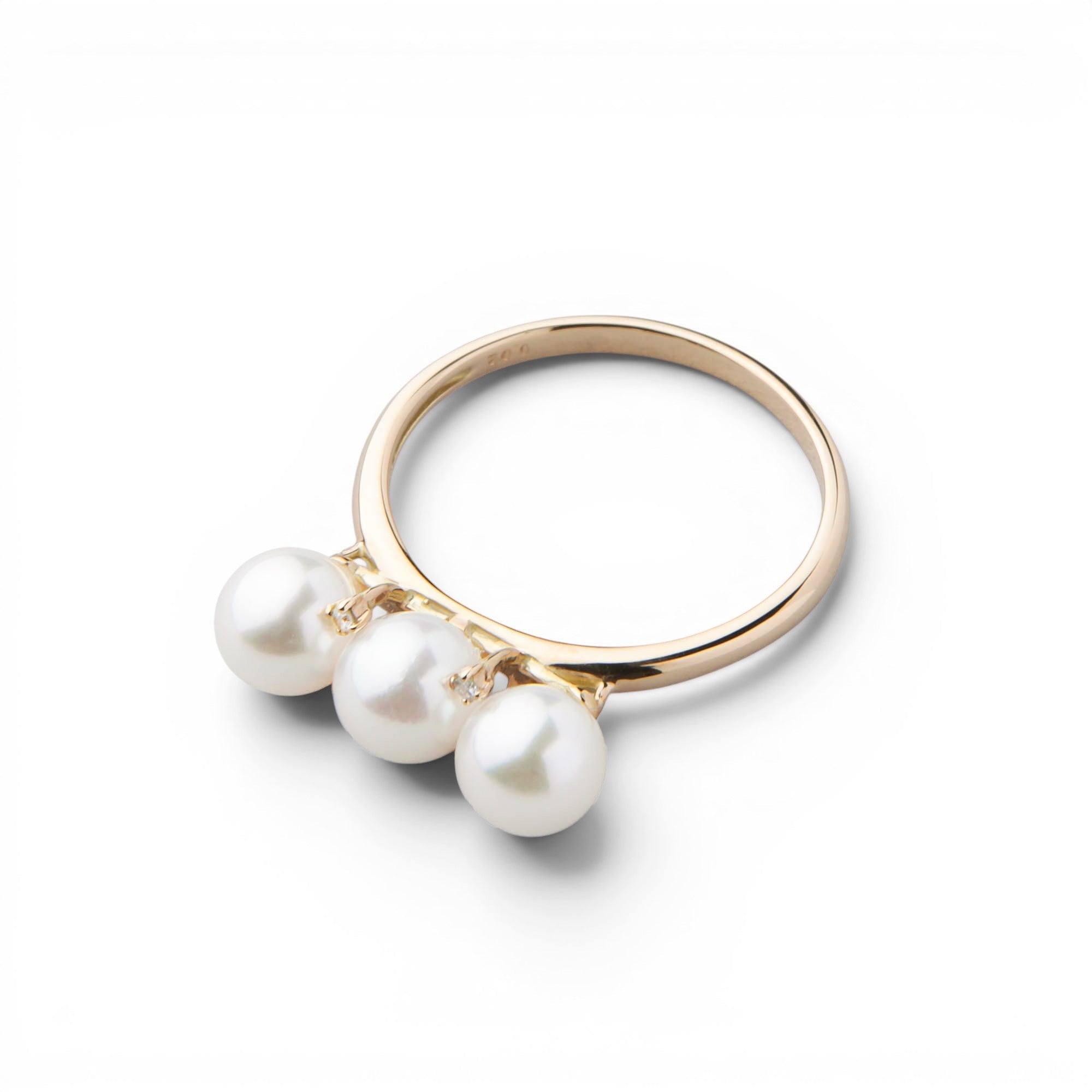 Carina Akoya Pearl 3-Stone Ring 5.5-6.0mm K18YG