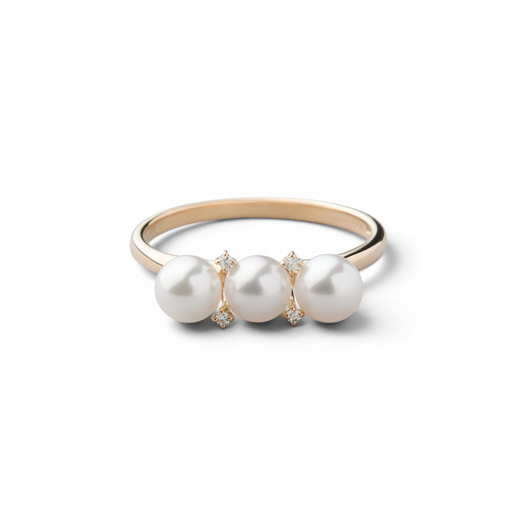 Carina Akoya Pearl 3-Pearl Ring 4.5-5.0mm K18YG