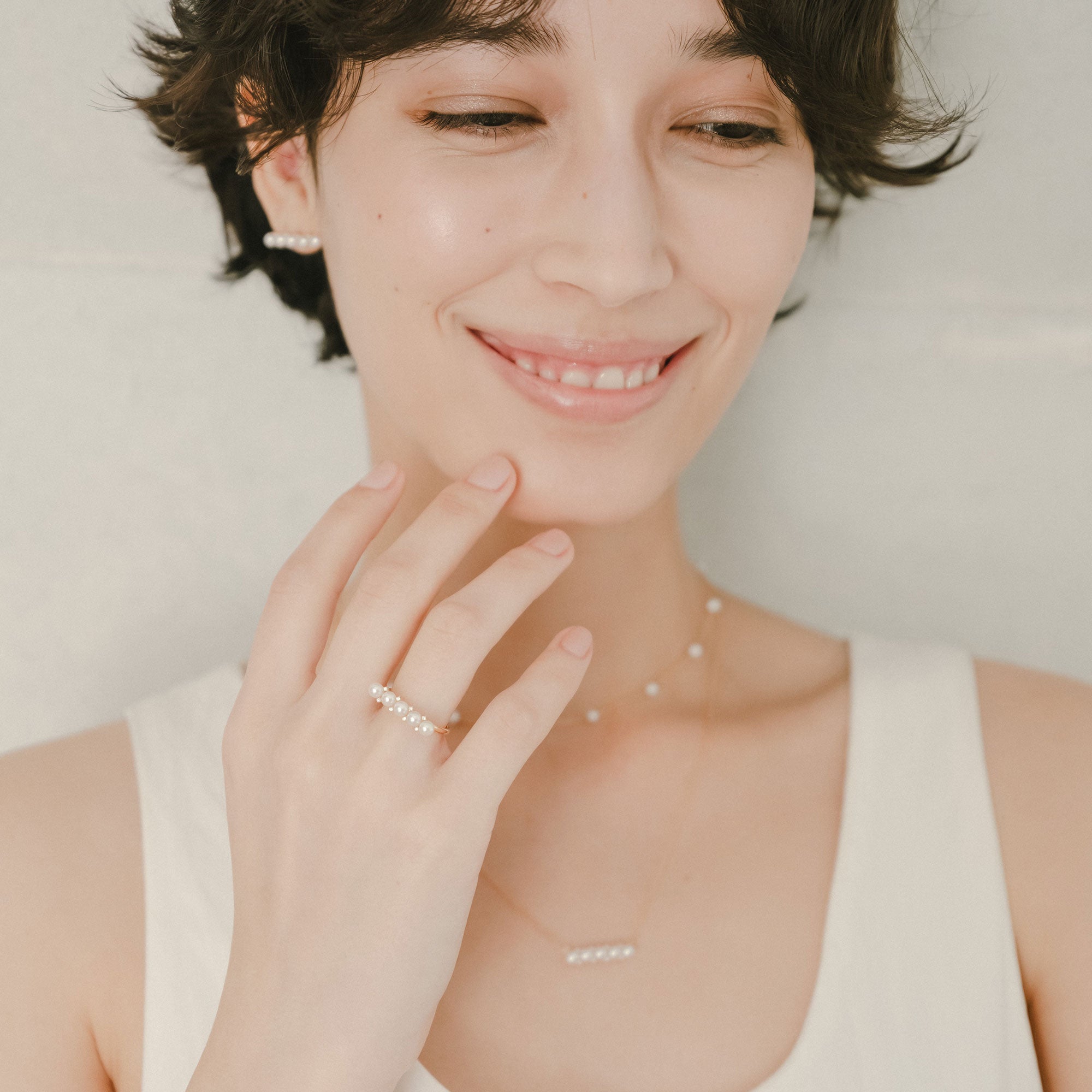 Carina Akoya Pearl 5-Pearl Ring 3.5-4.0mm K18YG