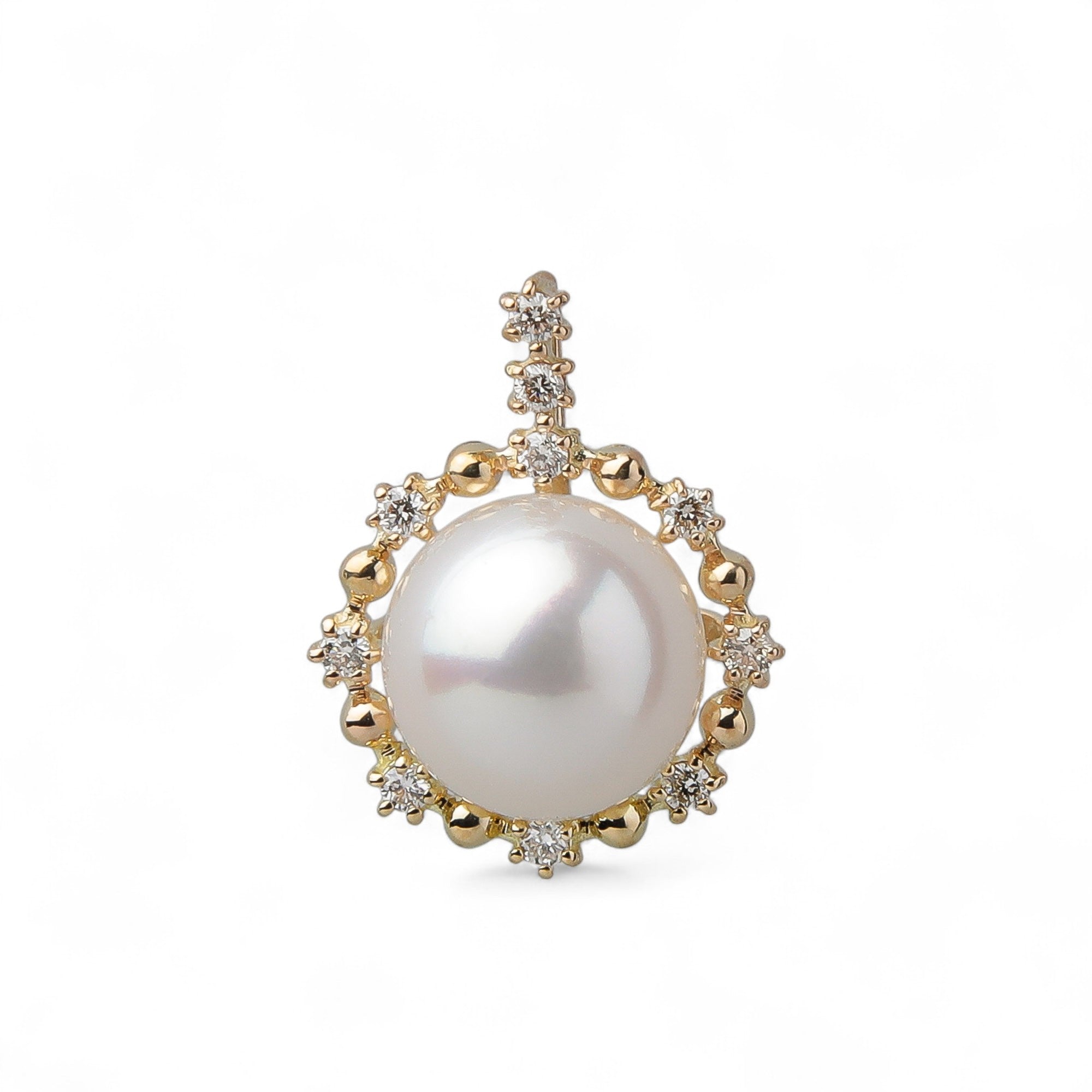 HANADAMA Akoya Pearl Pendant Top 7.5-8.0mm K18YG Halo Setting -Premium-