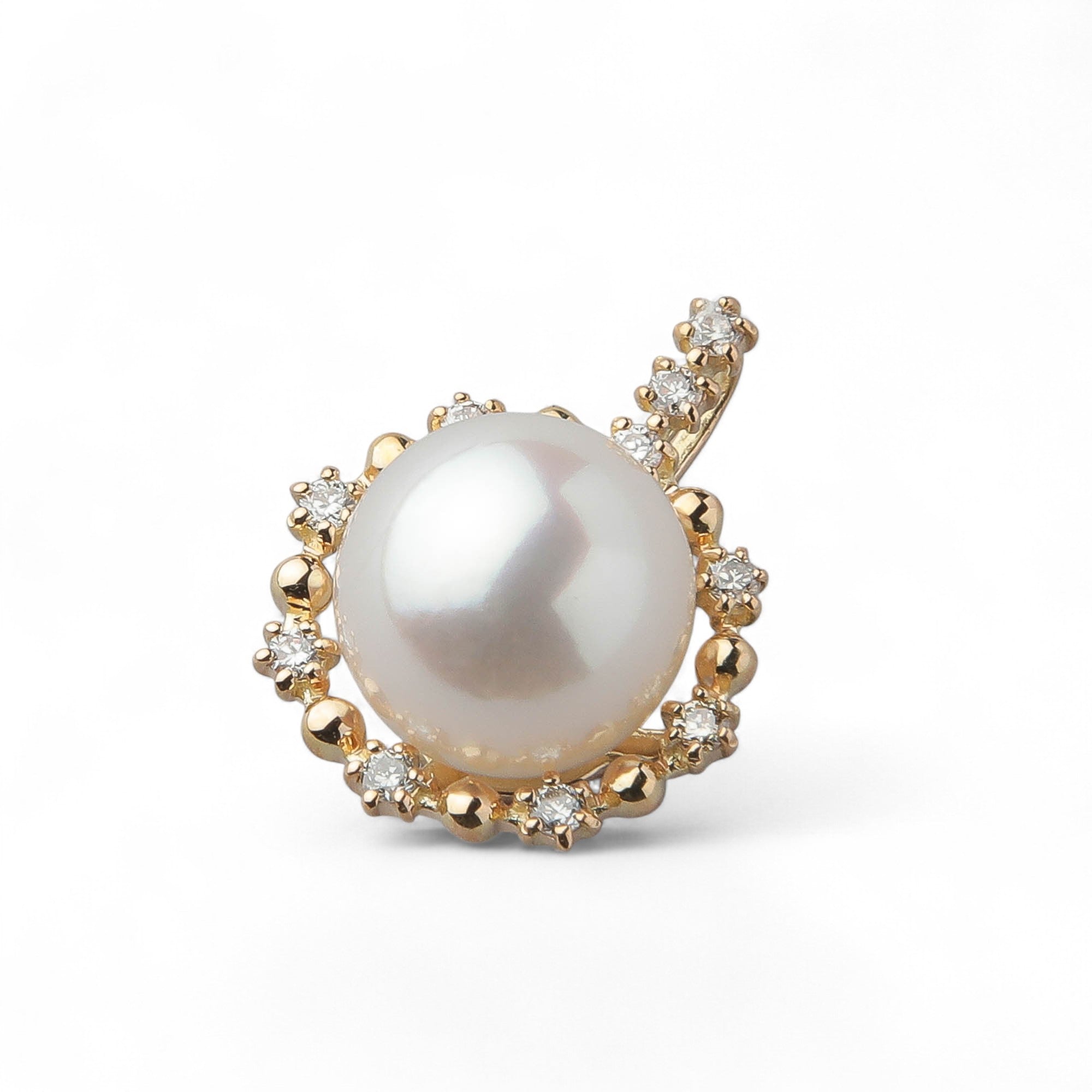 HANADAMA Akoya Pearl Pendant Top 7.5-8.0mm K18YG Halo Setting -Premium-
