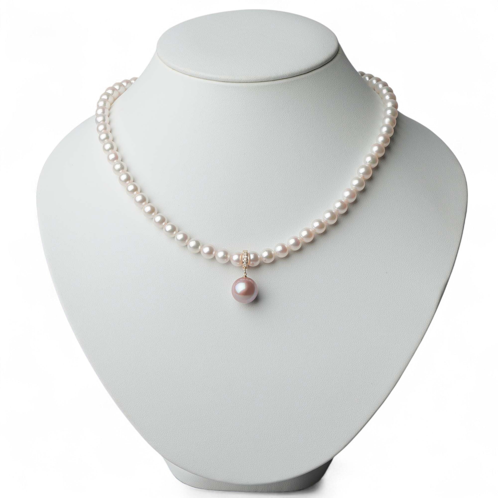 Mauvette Freshwater Pearl Clicker/Pendant Top 12mmUP K18YG