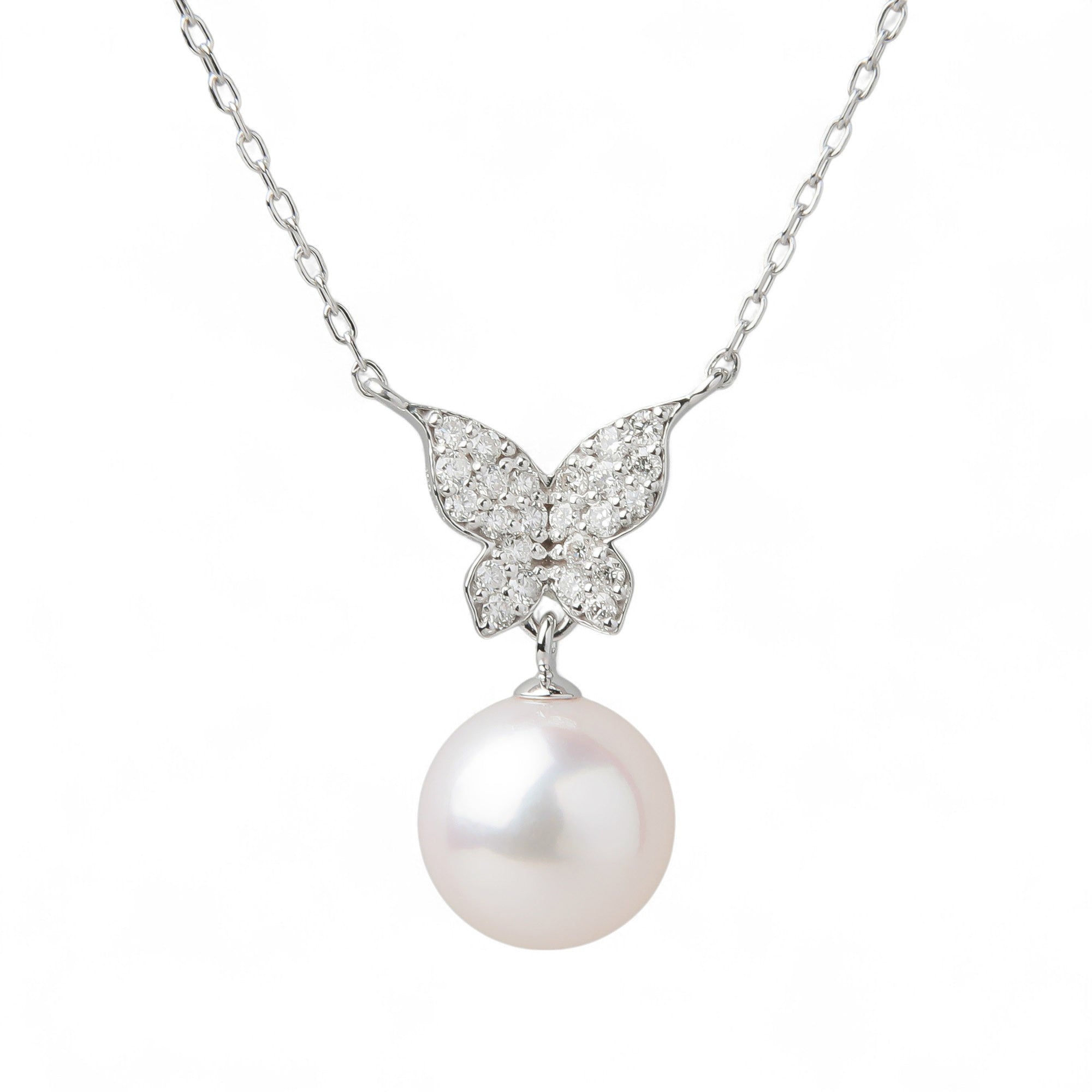 petit amie Akoya Pearl Butterfly Pendant 7.5-8.0mm K18WG