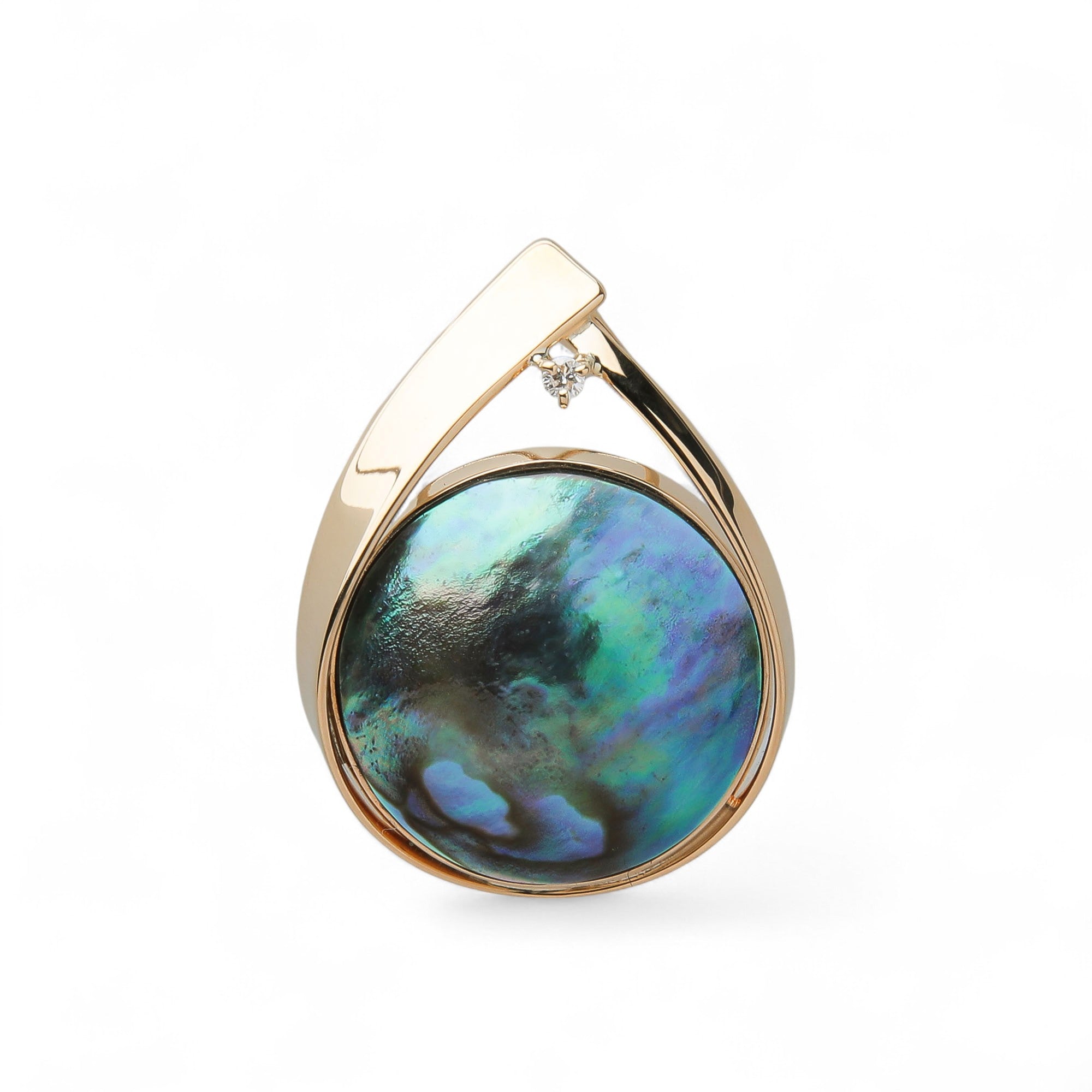 Abalone Pearl Pendant Top 14mmUP K18YG Ribbon Design