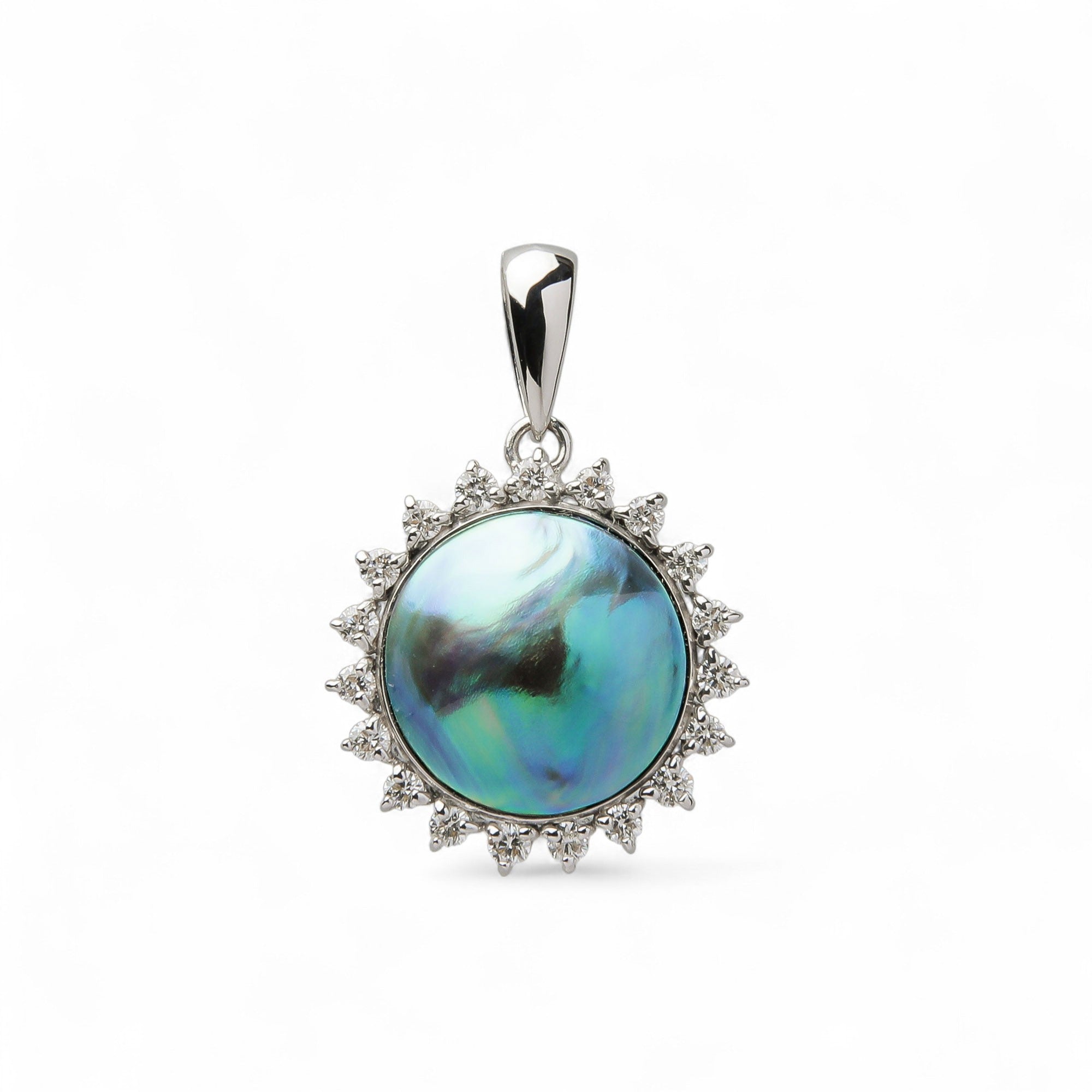 Abalone Pearl Pendant Top 10mmUP K18YG RhP