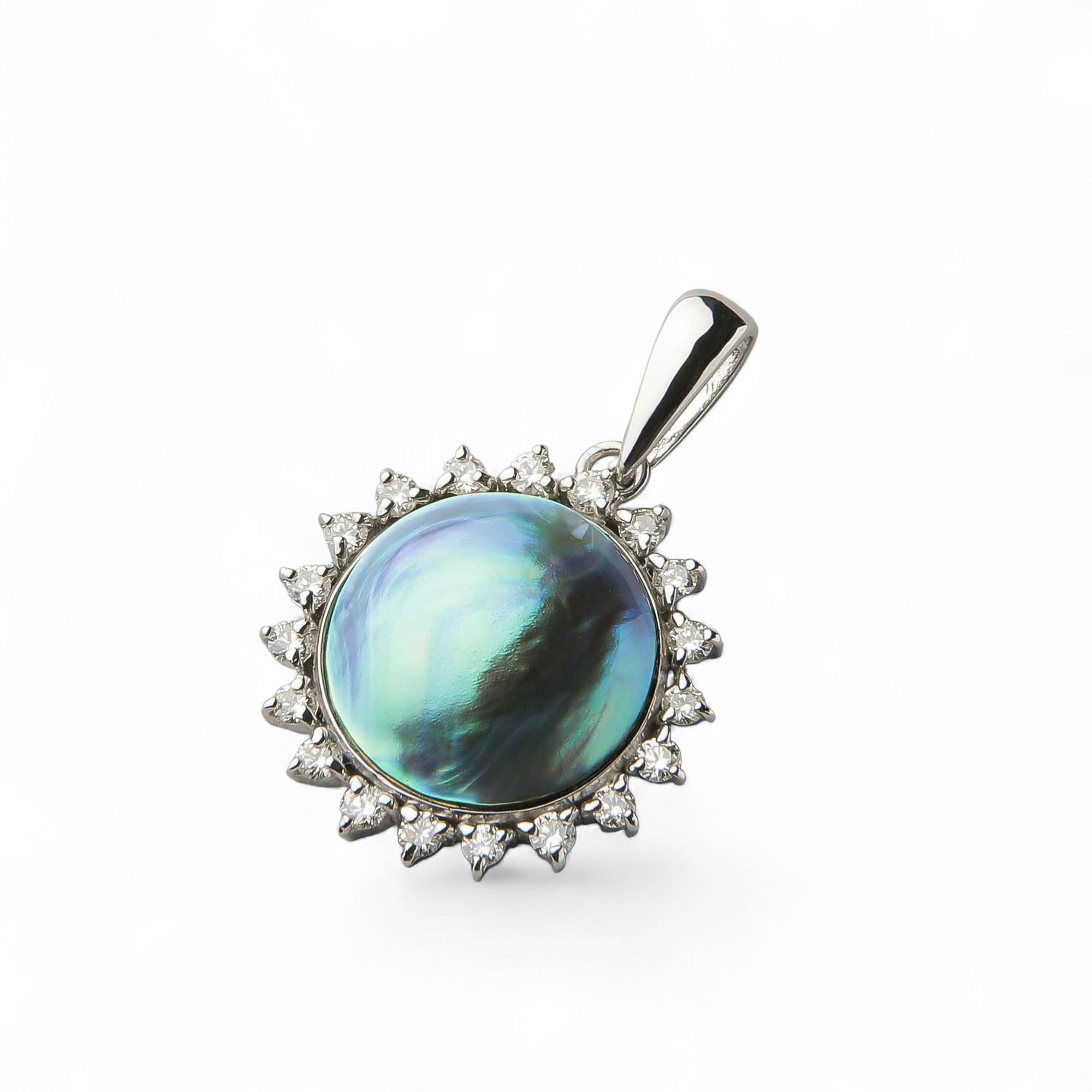 Abalone Pearl Pendant Top 10mmUP K18YG RhP