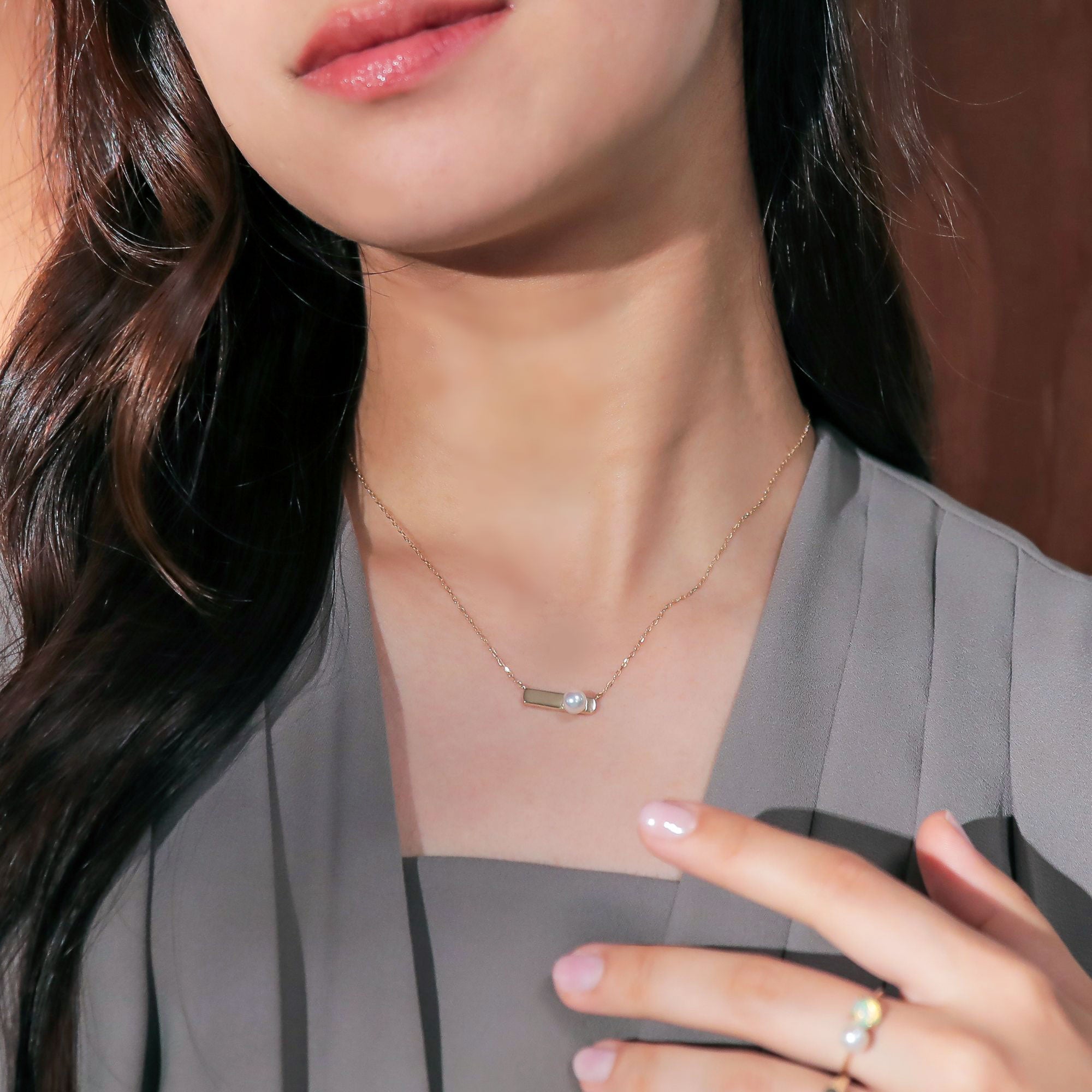 Carina Akoya Pearl Signet Pendant 5.5-6.0mm K10 Yellow Gold