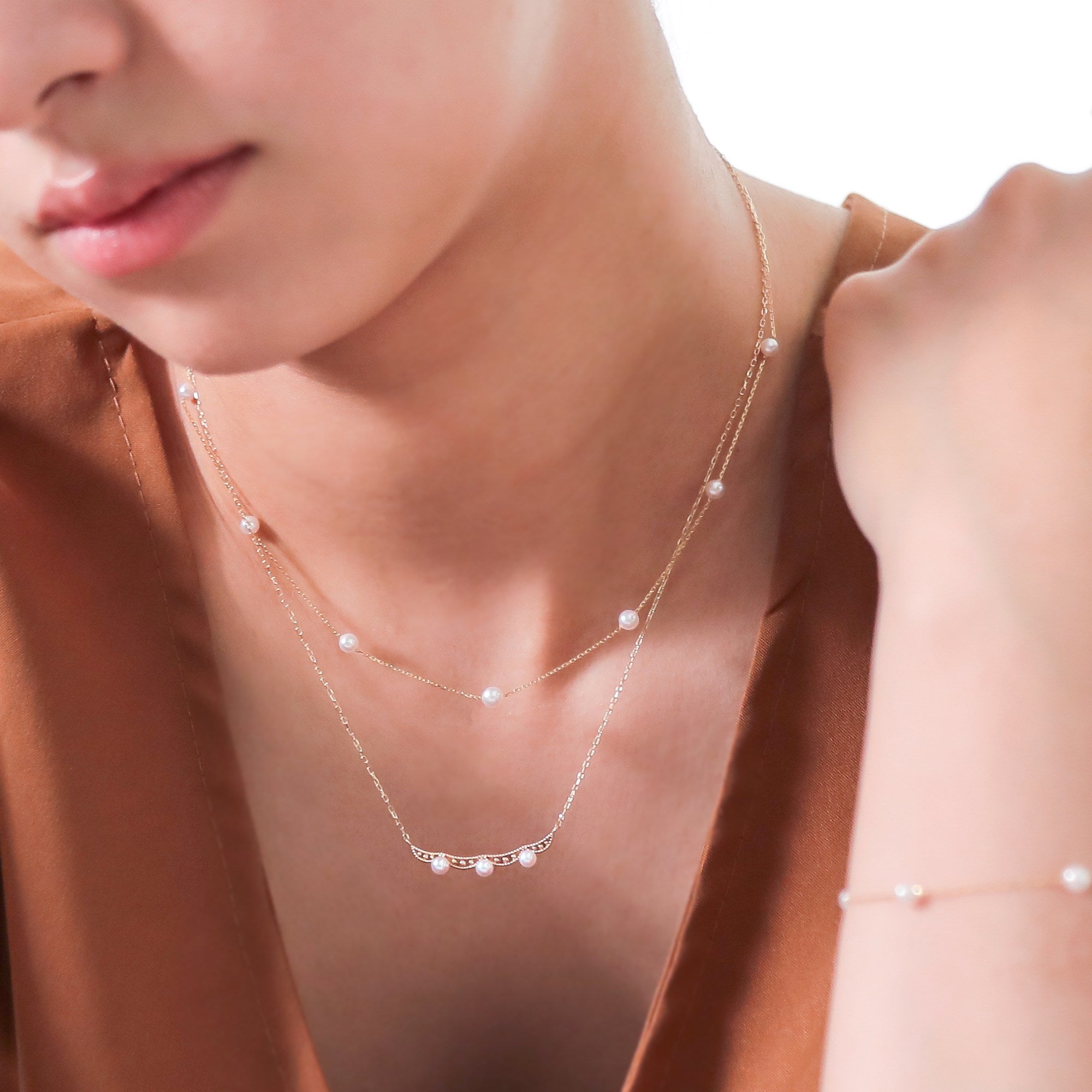 Fleur Eclat Akoya Pearl Tiara Pendant 3.0–3.5mm K10YG