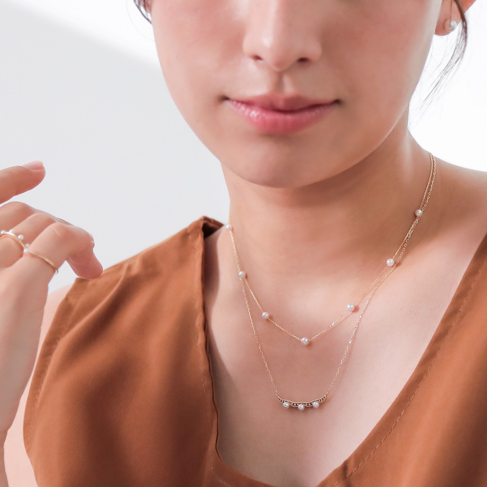 Fleur Eclat Akoya Pearl Tiara Pendant 3.0–3.5mm K10YG