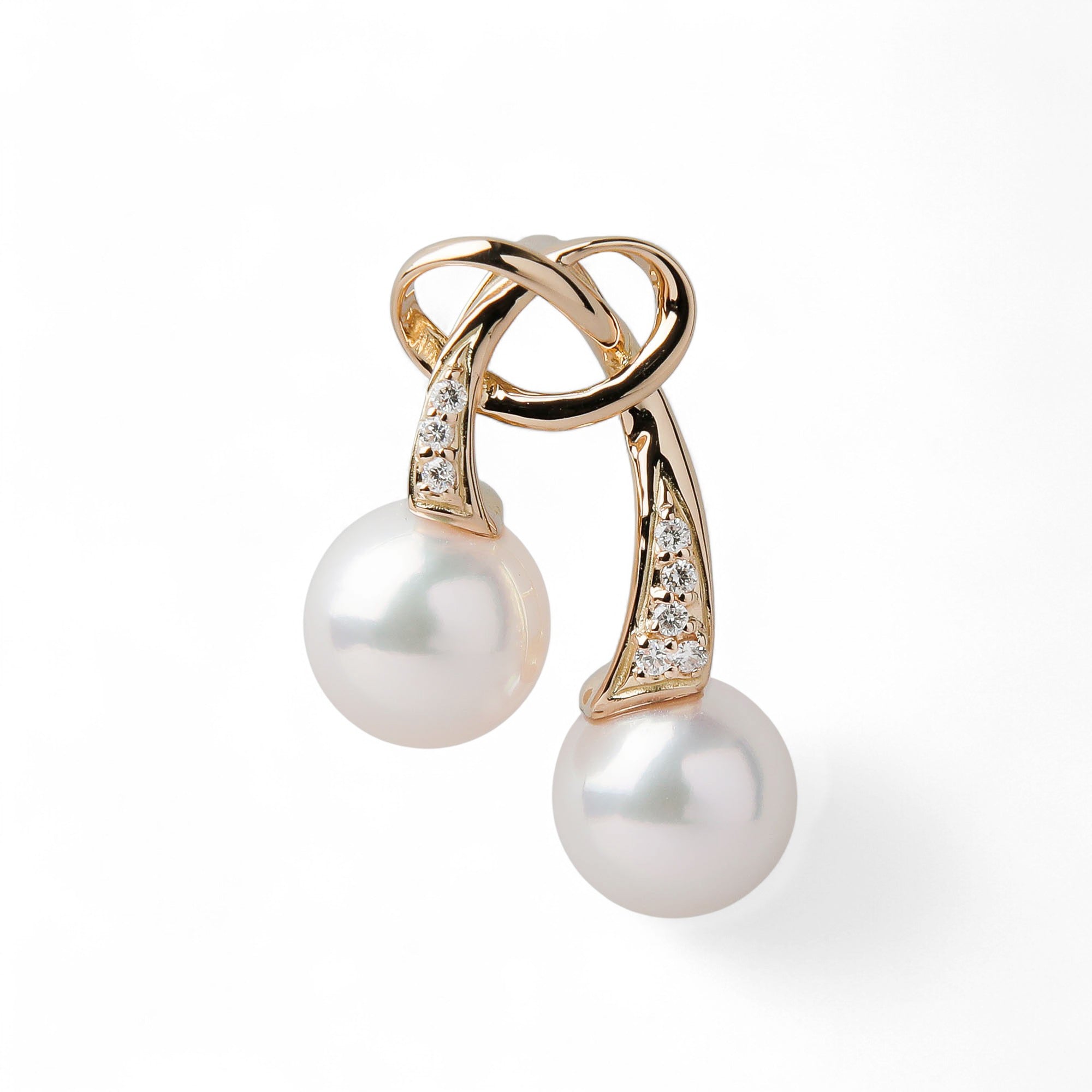 LUXE Akoya Pearl Ribbon Pendant Top 7.5-8.0mm K18 Yellow Gold