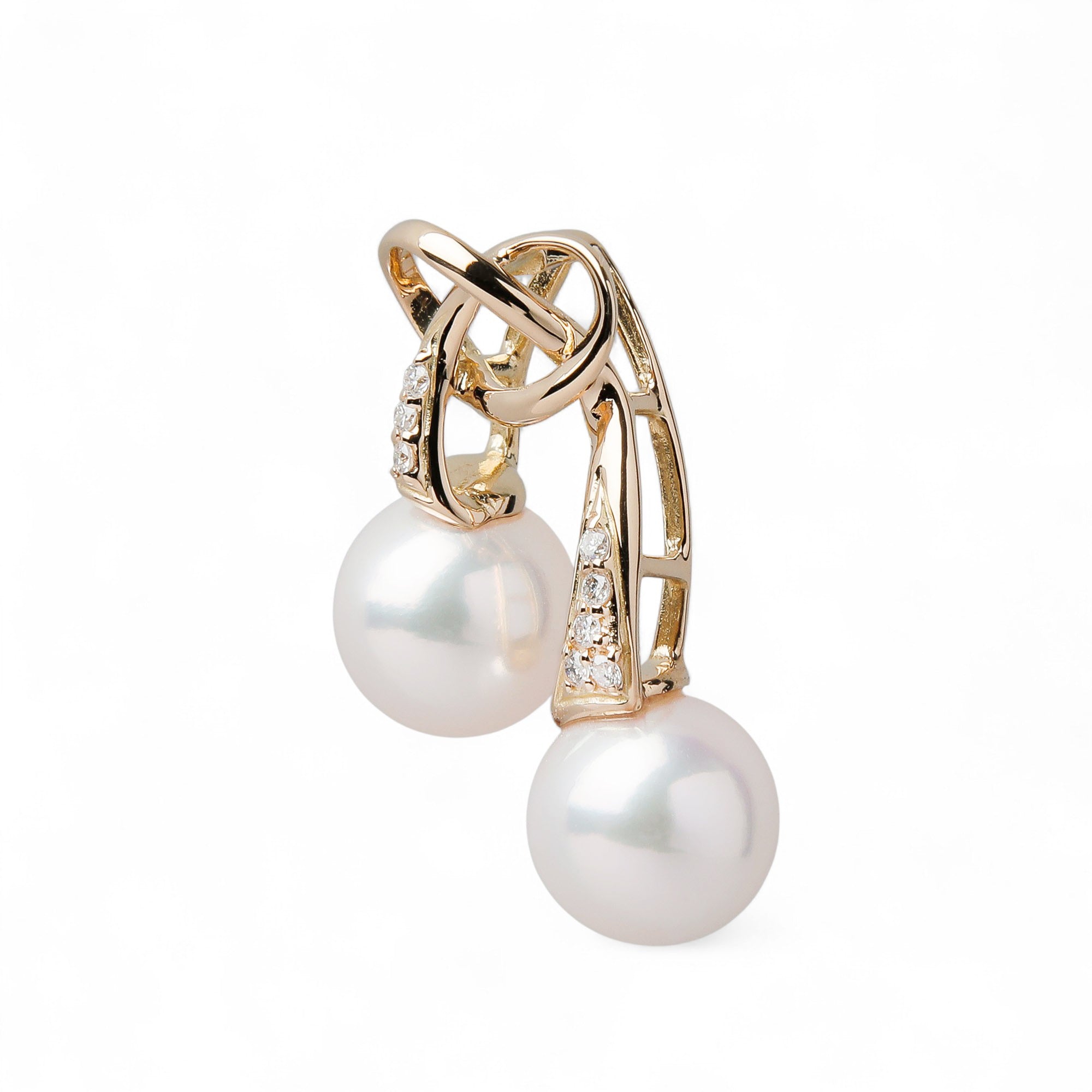 LUXE Akoya Pearl Ribbon Pendant Top 7.5-8.0mm K18 Yellow Gold