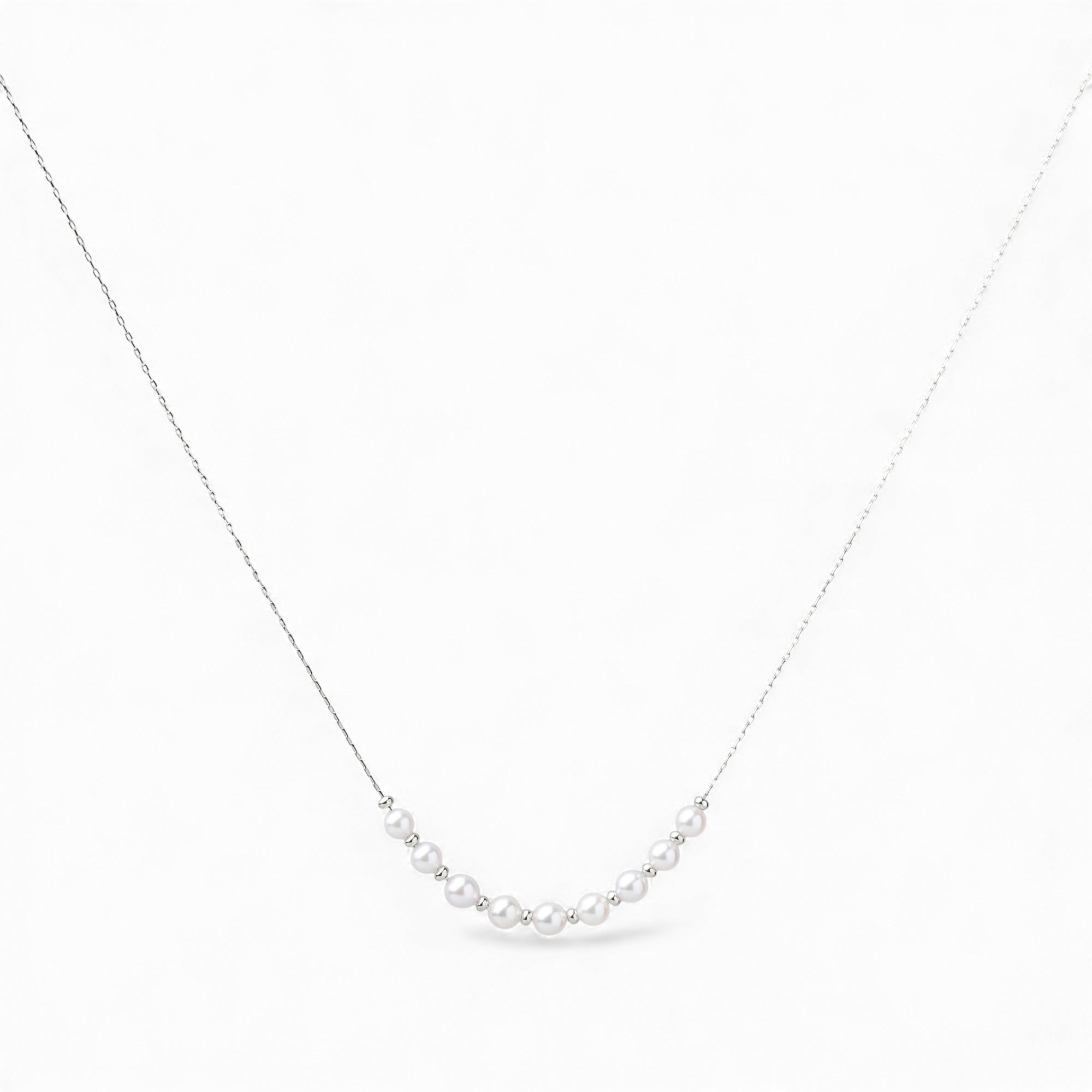 enSTYLE Akoya Pearl Station Necklace 3.5–4.0mm PT900 with Sliding Ball