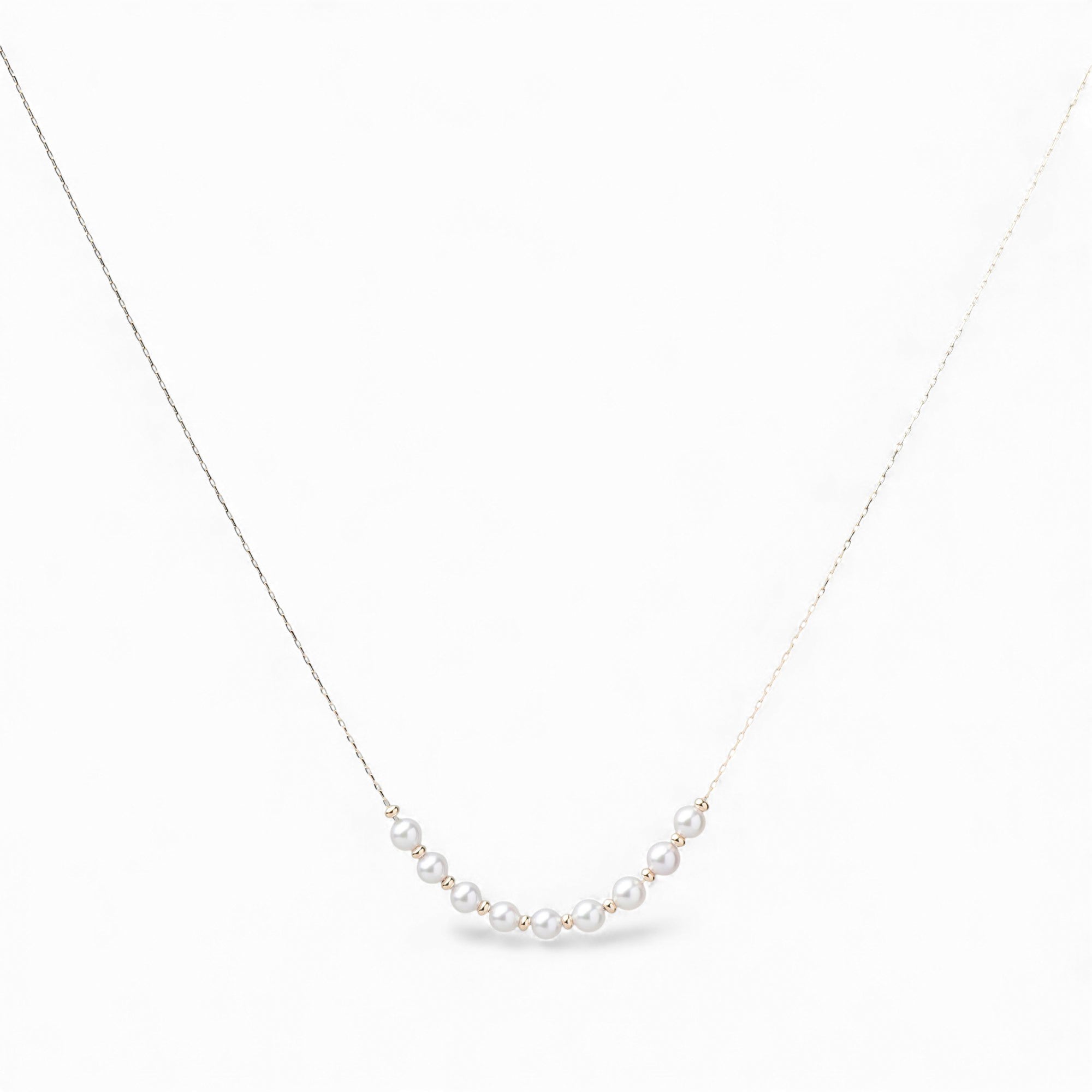 enSTYLE Akoya Pearl Station Necklace 3.5–4.0mm K18YG with Sliding Ball