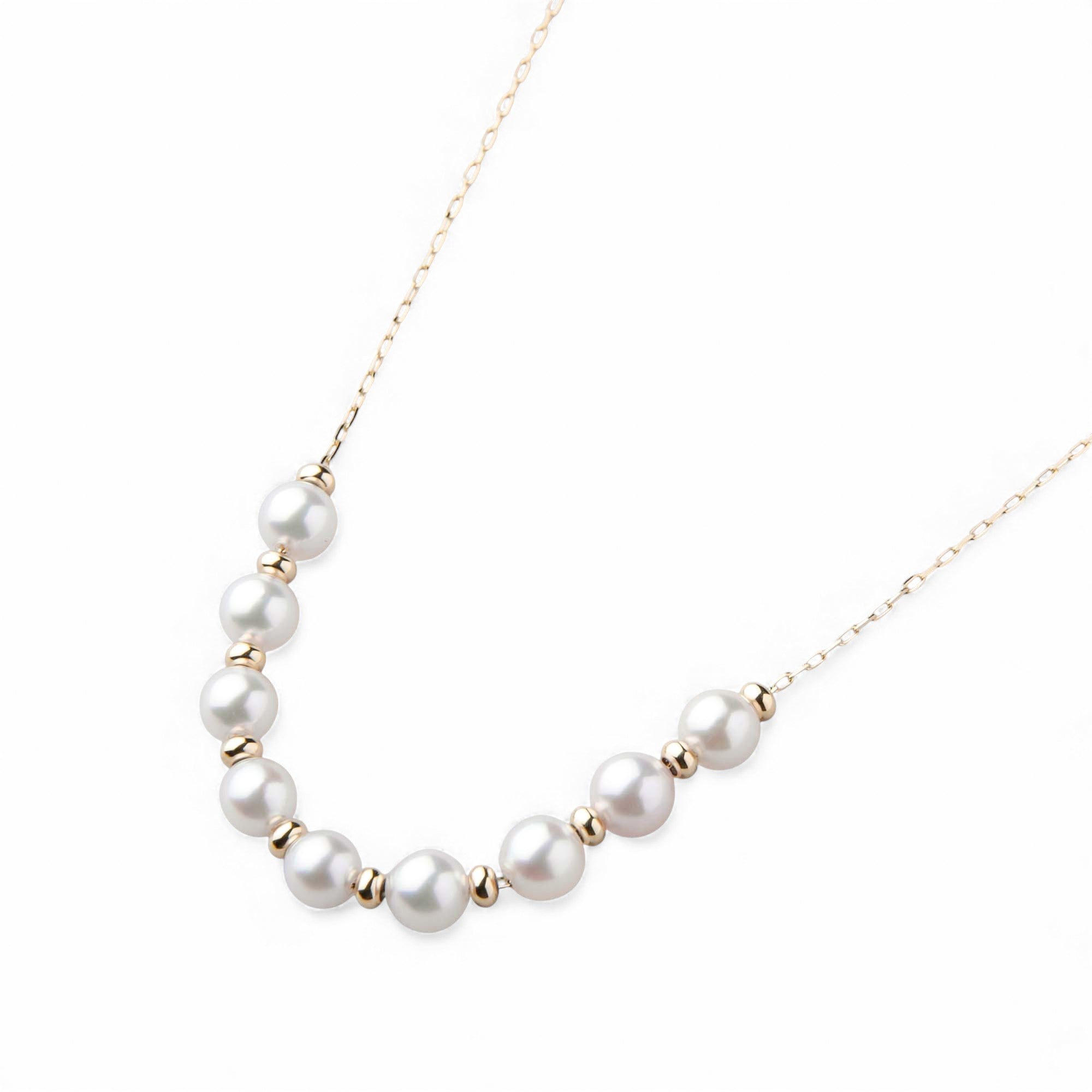 enSTYLE Akoya珍珠串珠项链，3.5–4.0毫米，K18YG材质，带滑动球。