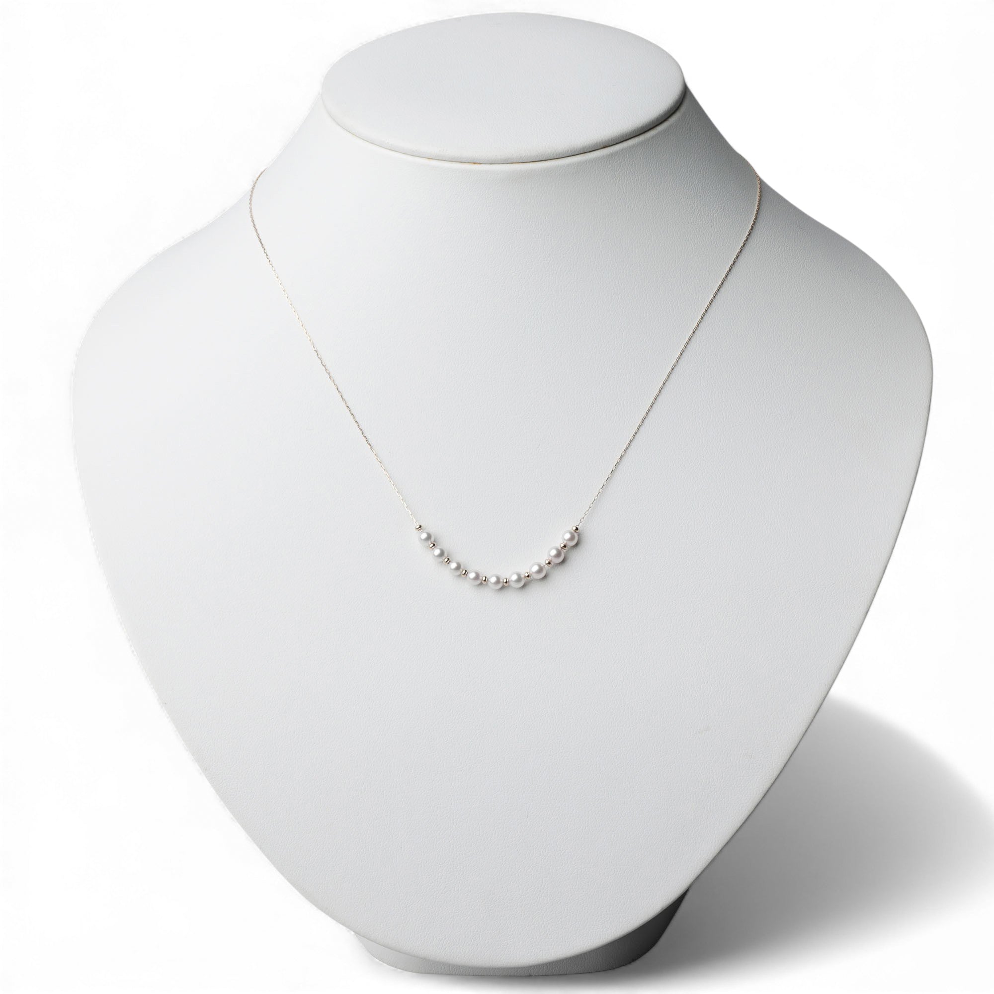 enSTYLE Akoya珍珠串珠项链，3.5–4.0毫米，K18YG材质，带滑动球。