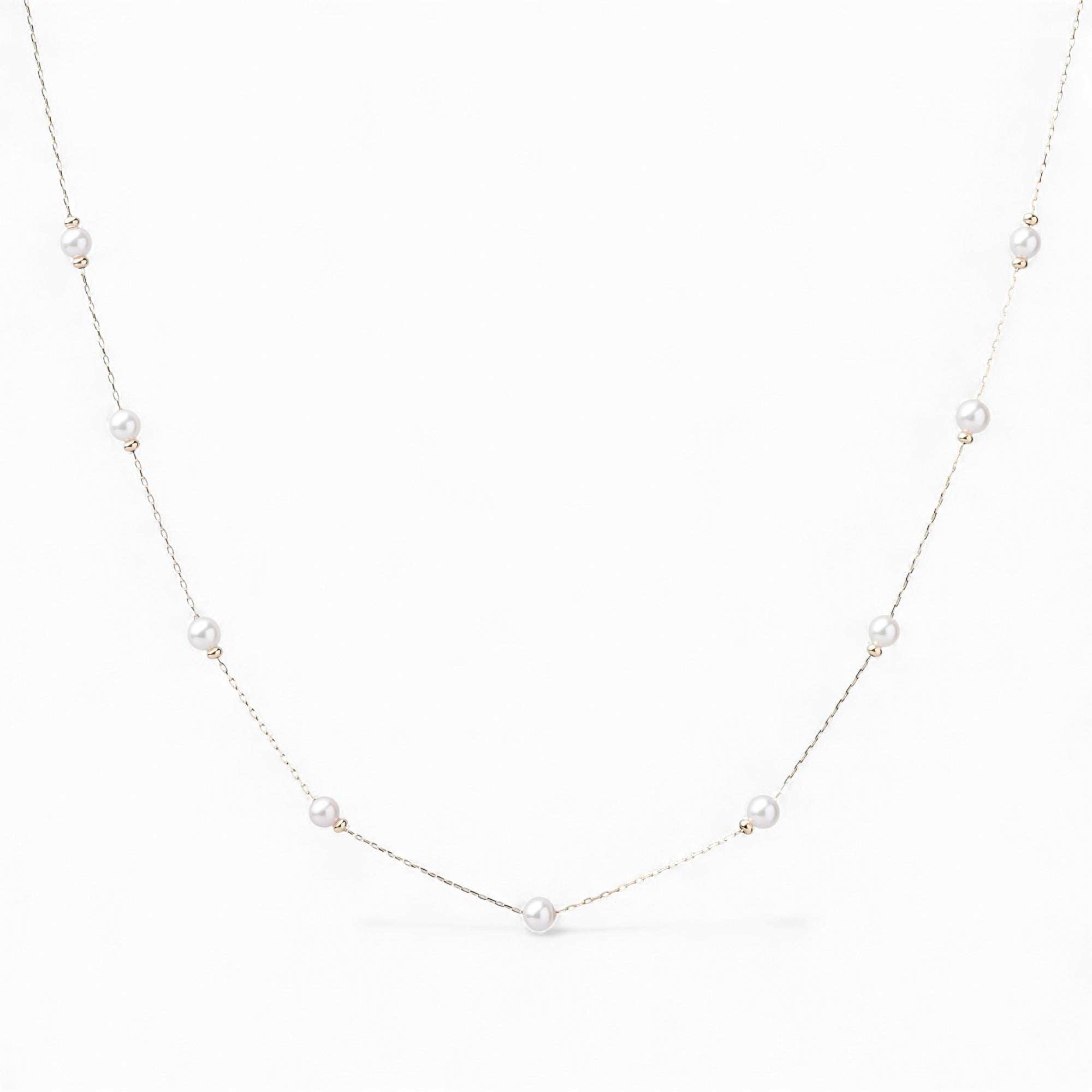 enSTYLE Akoya珍珠串珠项链，3.5–4.0毫米，K18YG材质，带滑动球。