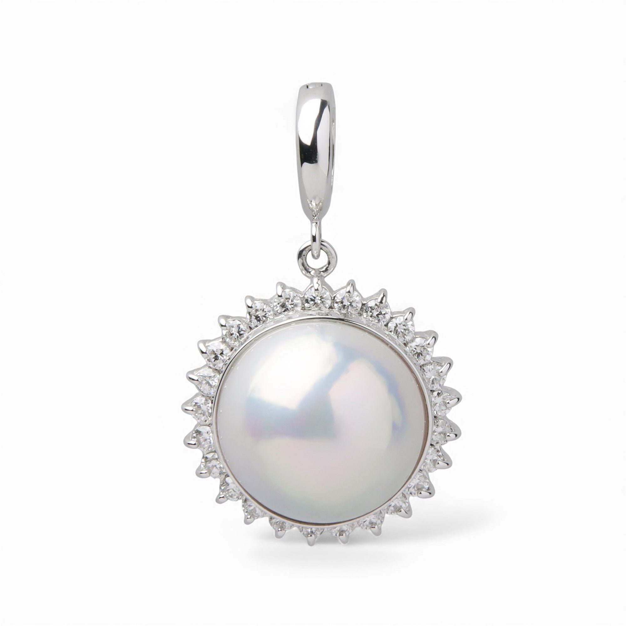 Mabe 珍珠鑽石按扣/吊墜頂部 13mm+ K18WG