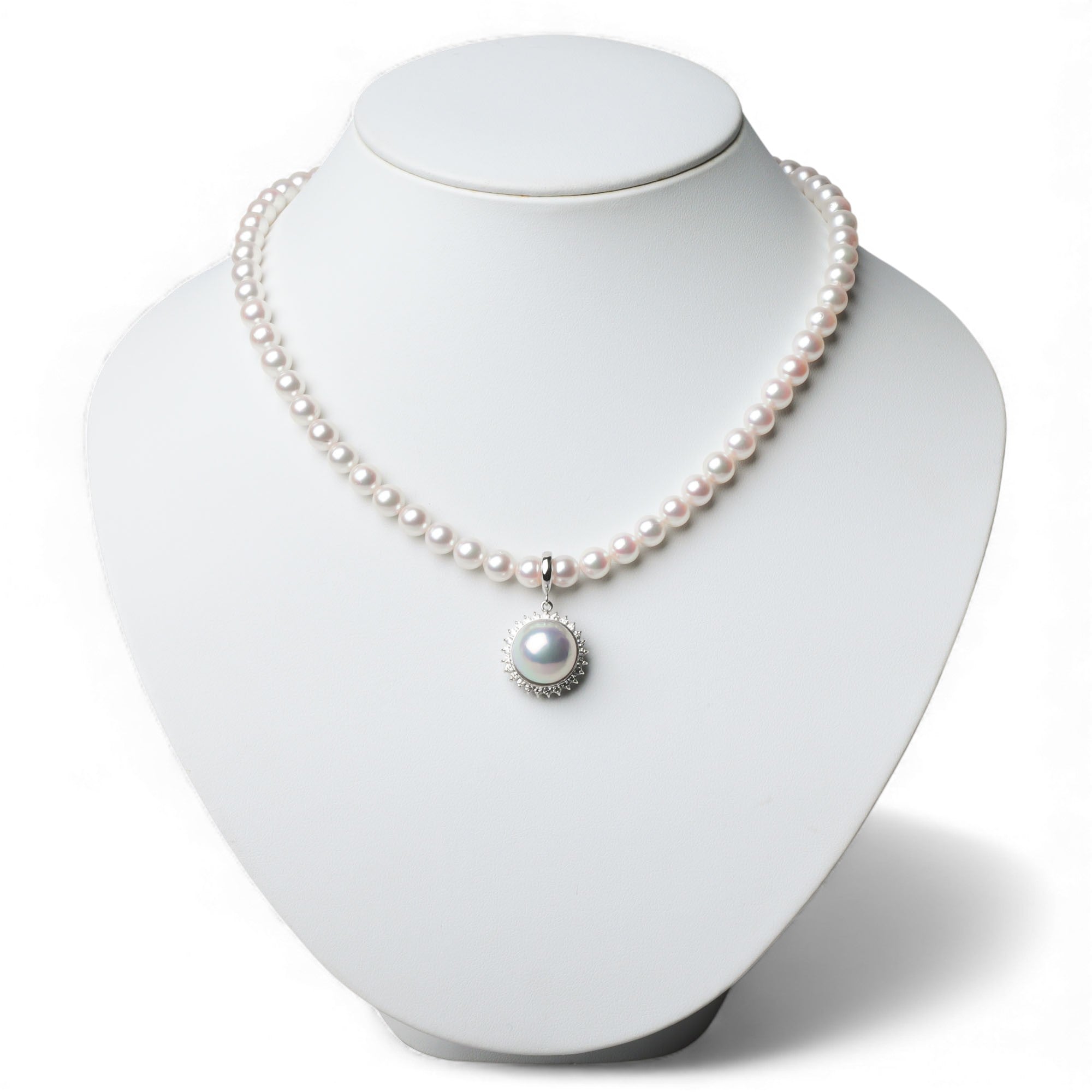 Mabe 珍珠钻石按扣/吊坠顶部 13mm+ K18WG