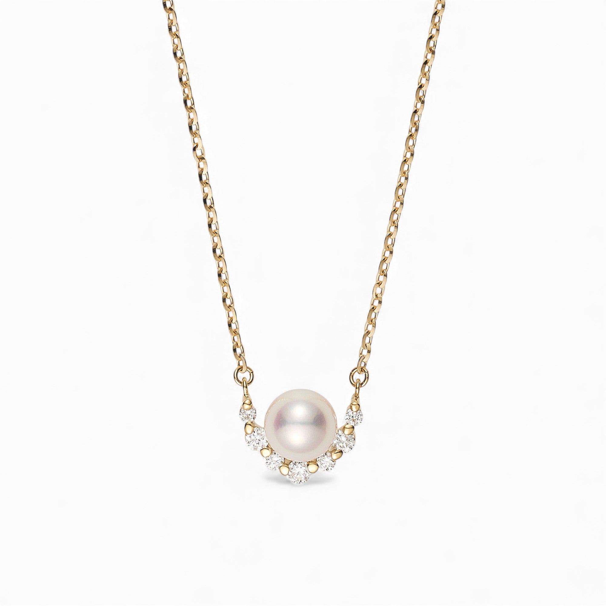 Diamond Halo Pearl Pendant K18YG