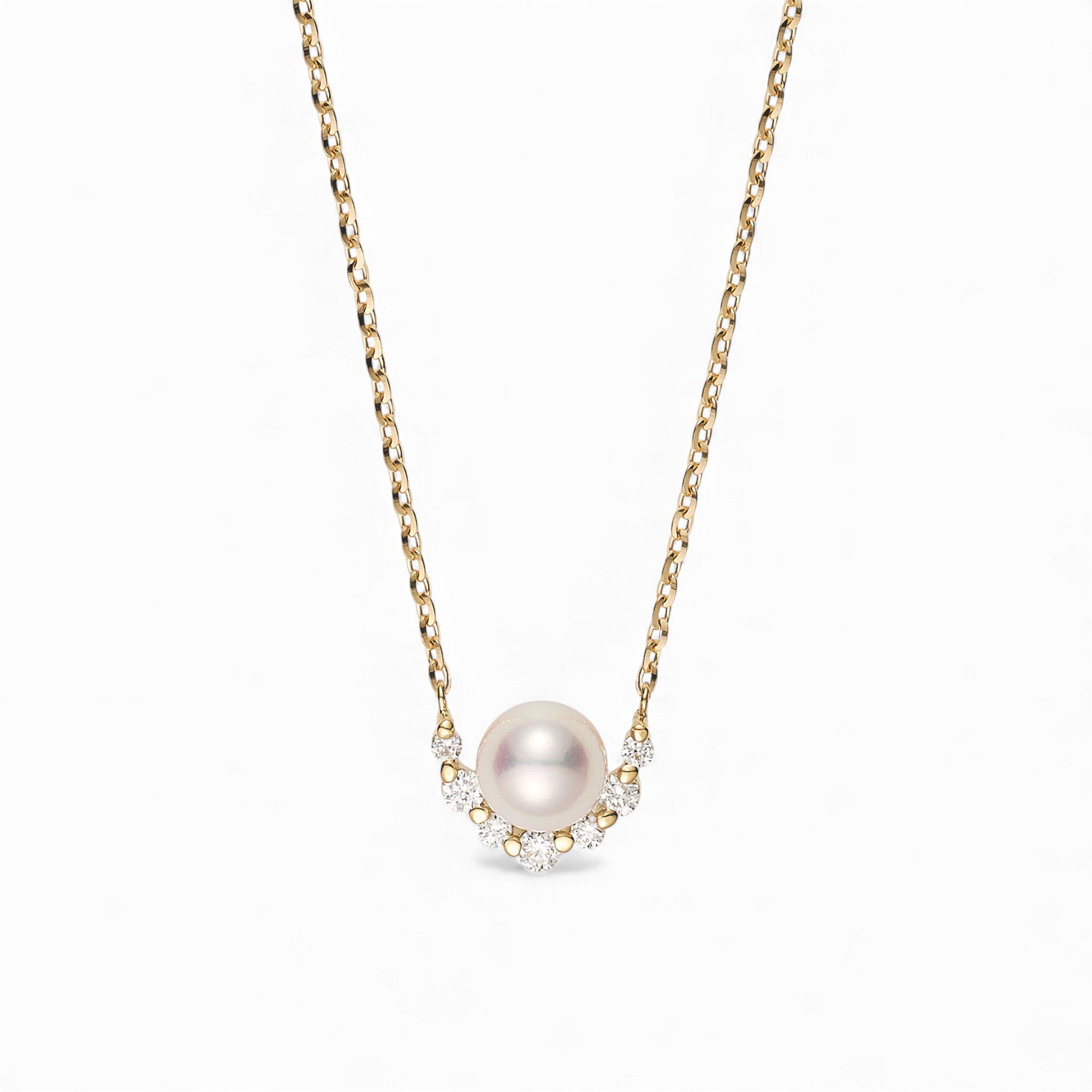 Diamond Halo Pearl Pendant K18YG