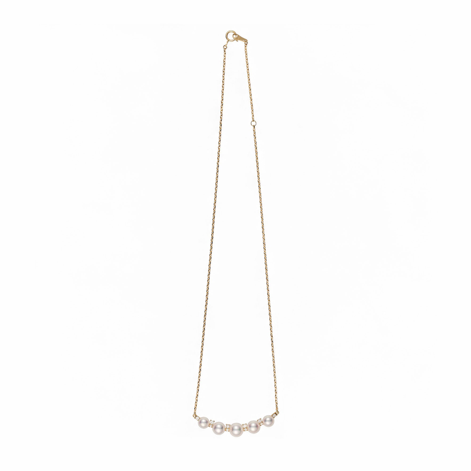 5顆珍珠漸層鑽石吊墜 K18YG