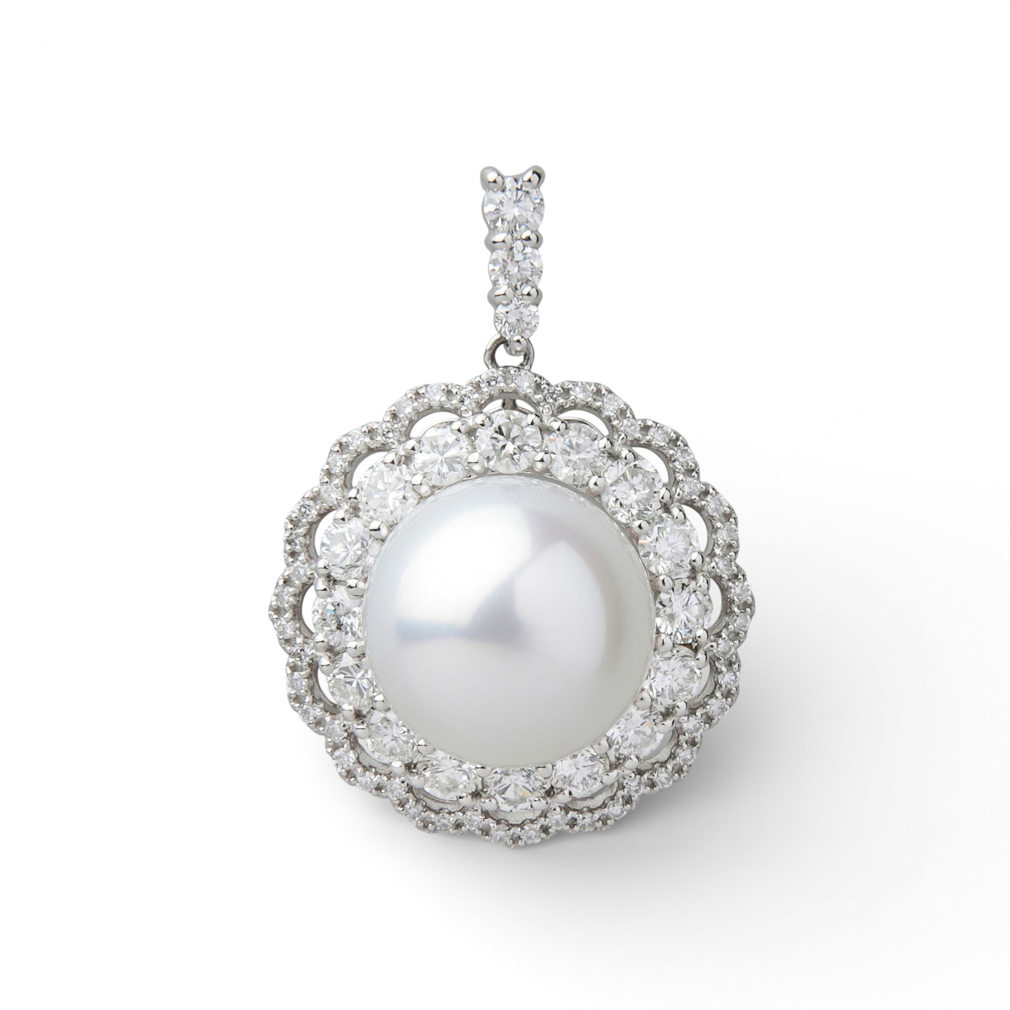 South Sea White Pearl Pendant Top 12mmUP PT900 with Aurora Phoenix Certification